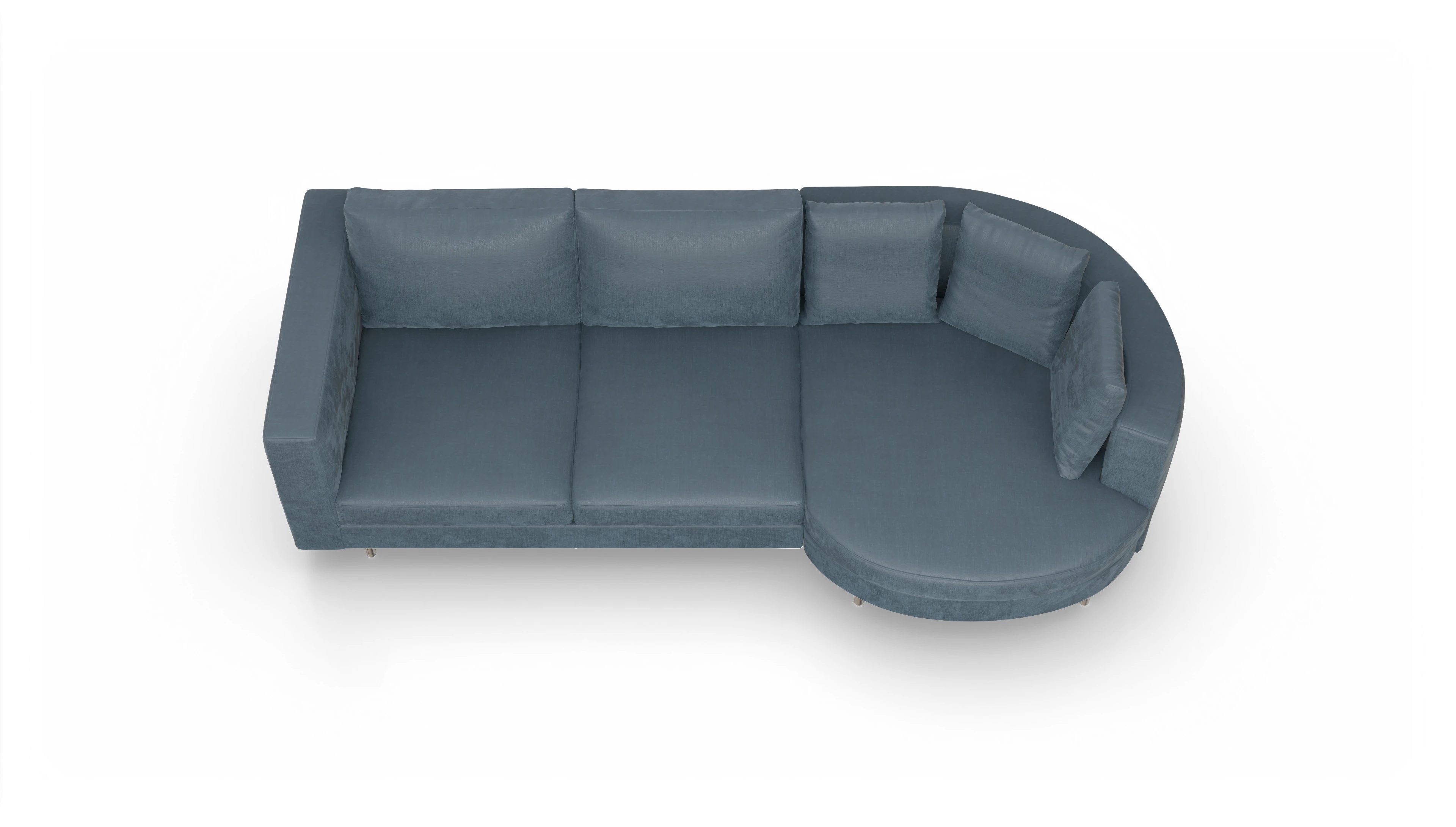 Ansicht des Produktes Silea Sofa mit Rec rechts in Stoff blau