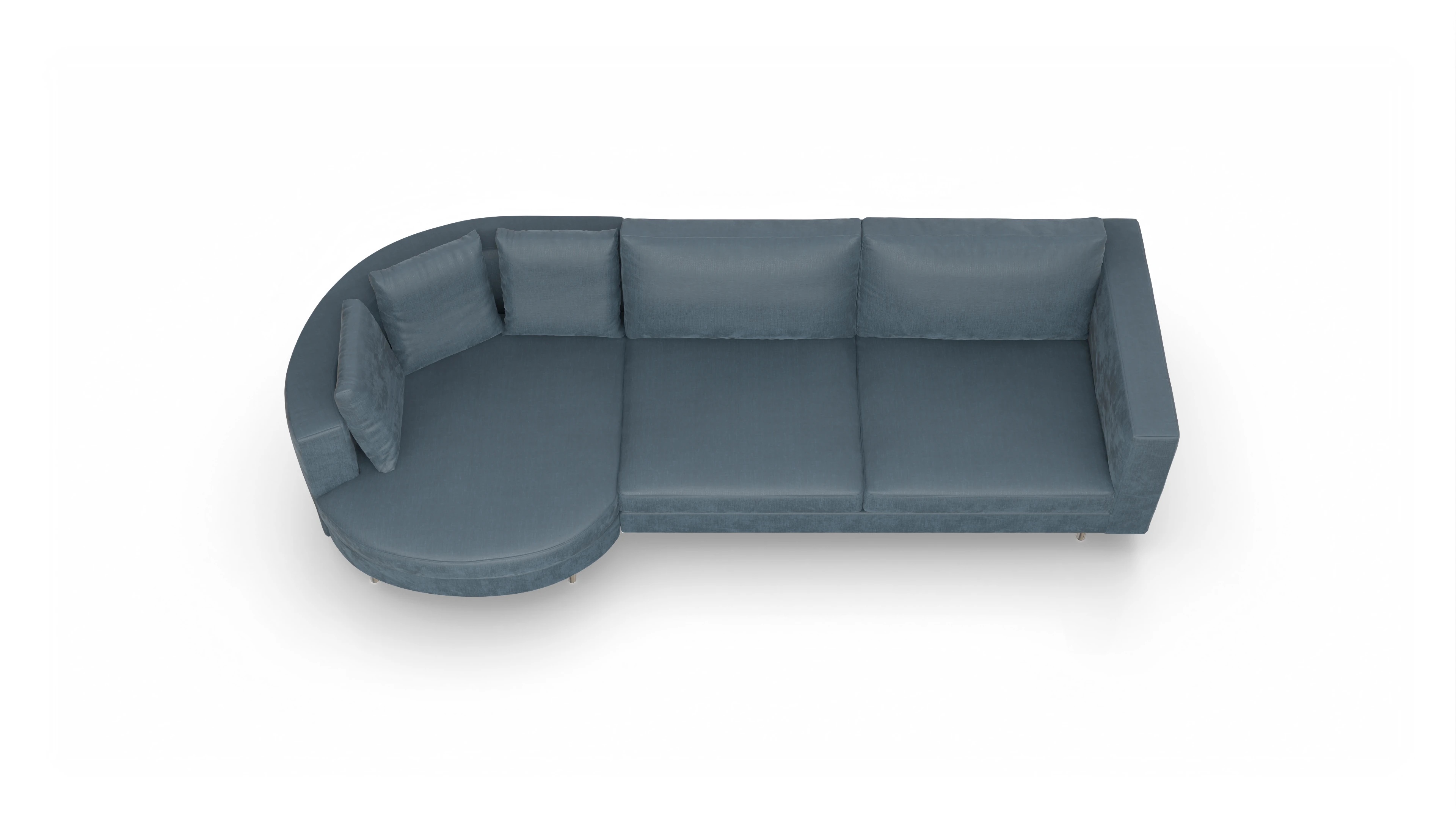 Ansicht des Produktes Silea Sofa mit Rec rechts in Stoff blau