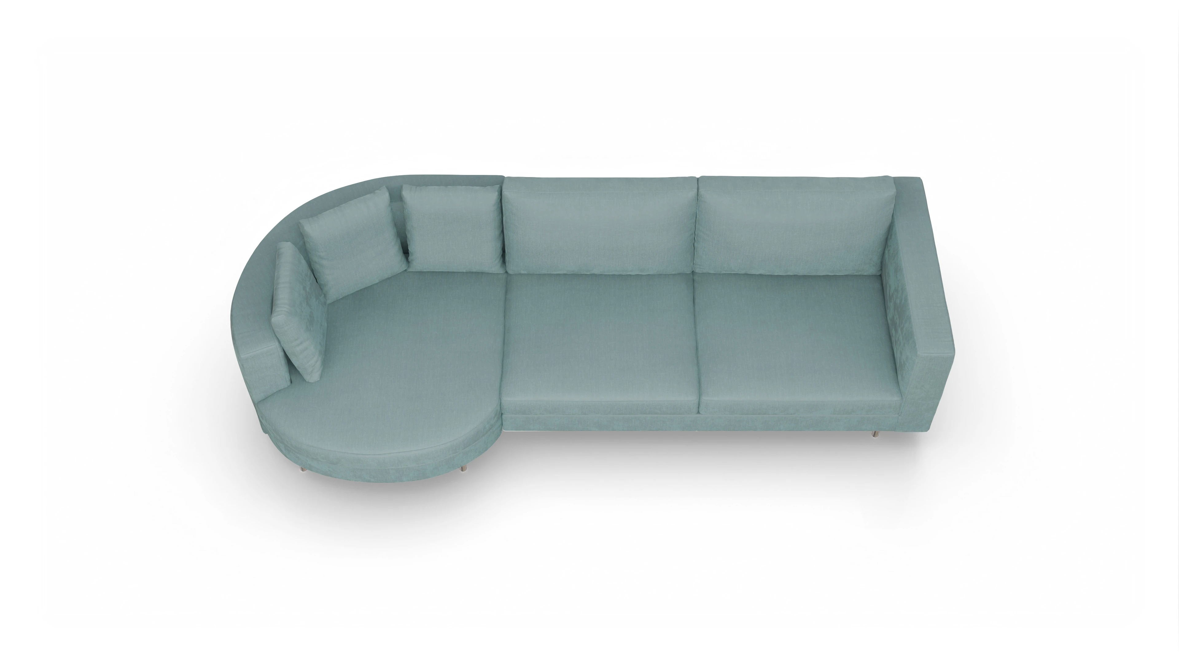 Ansicht des Produktes Silea Sofa mit Rec rechts in Stoff blau