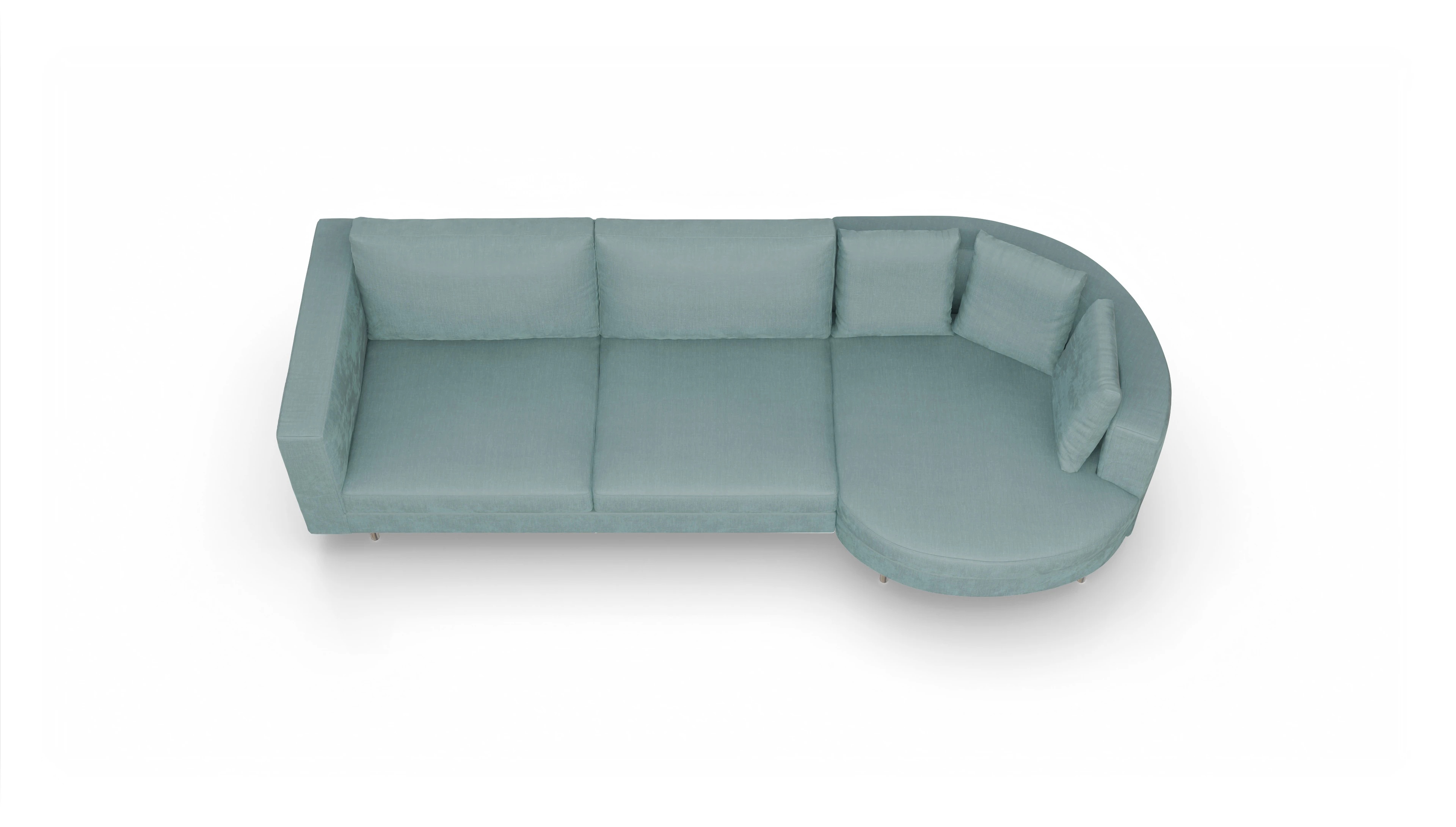 Ansicht des Produktes Silea Sofa mit Rec rechts in Stoff blau