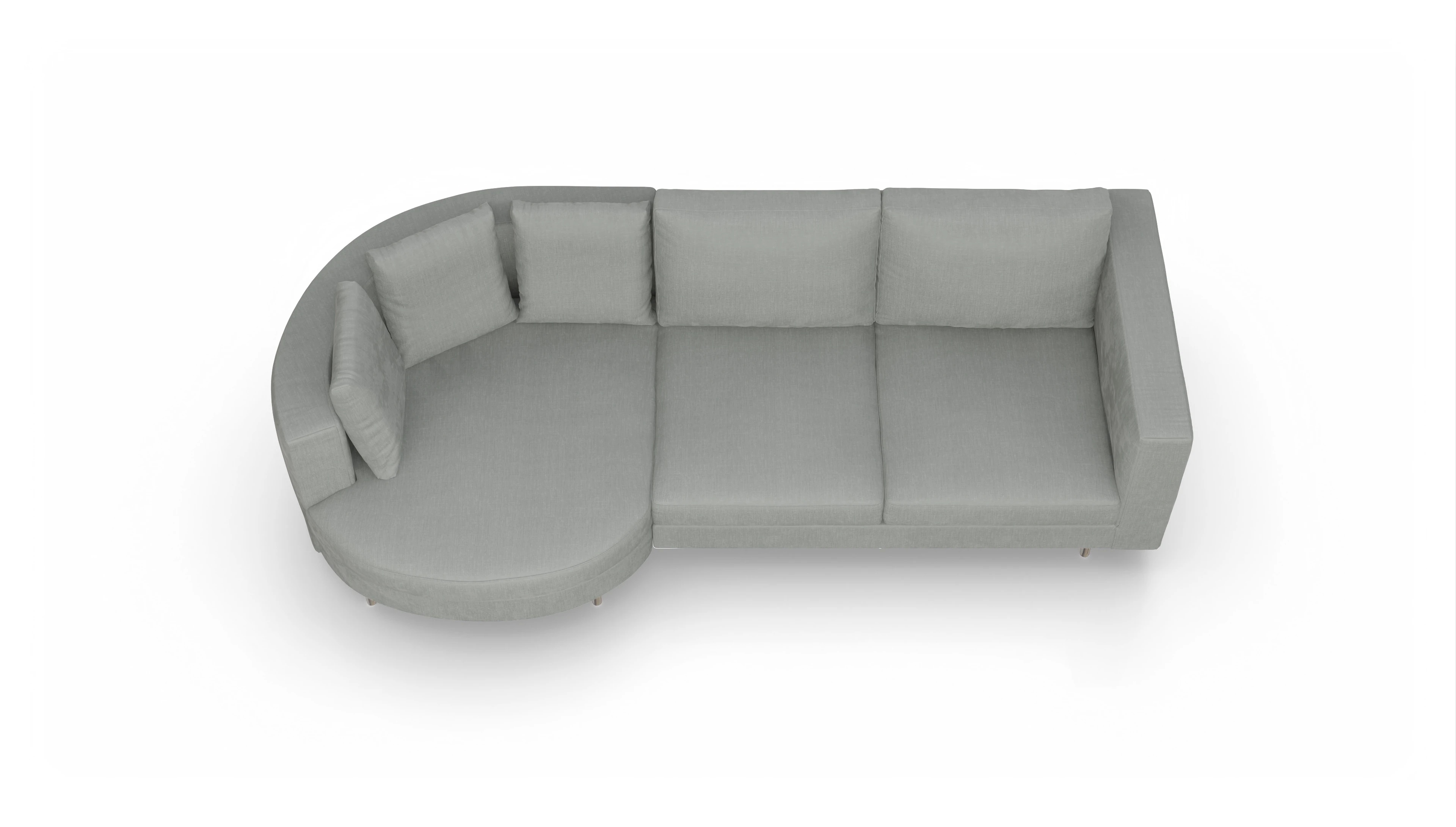 Design-Sofa Silea Ansicht des Produktes Silea Sofa mit Rec links in Stoff grau