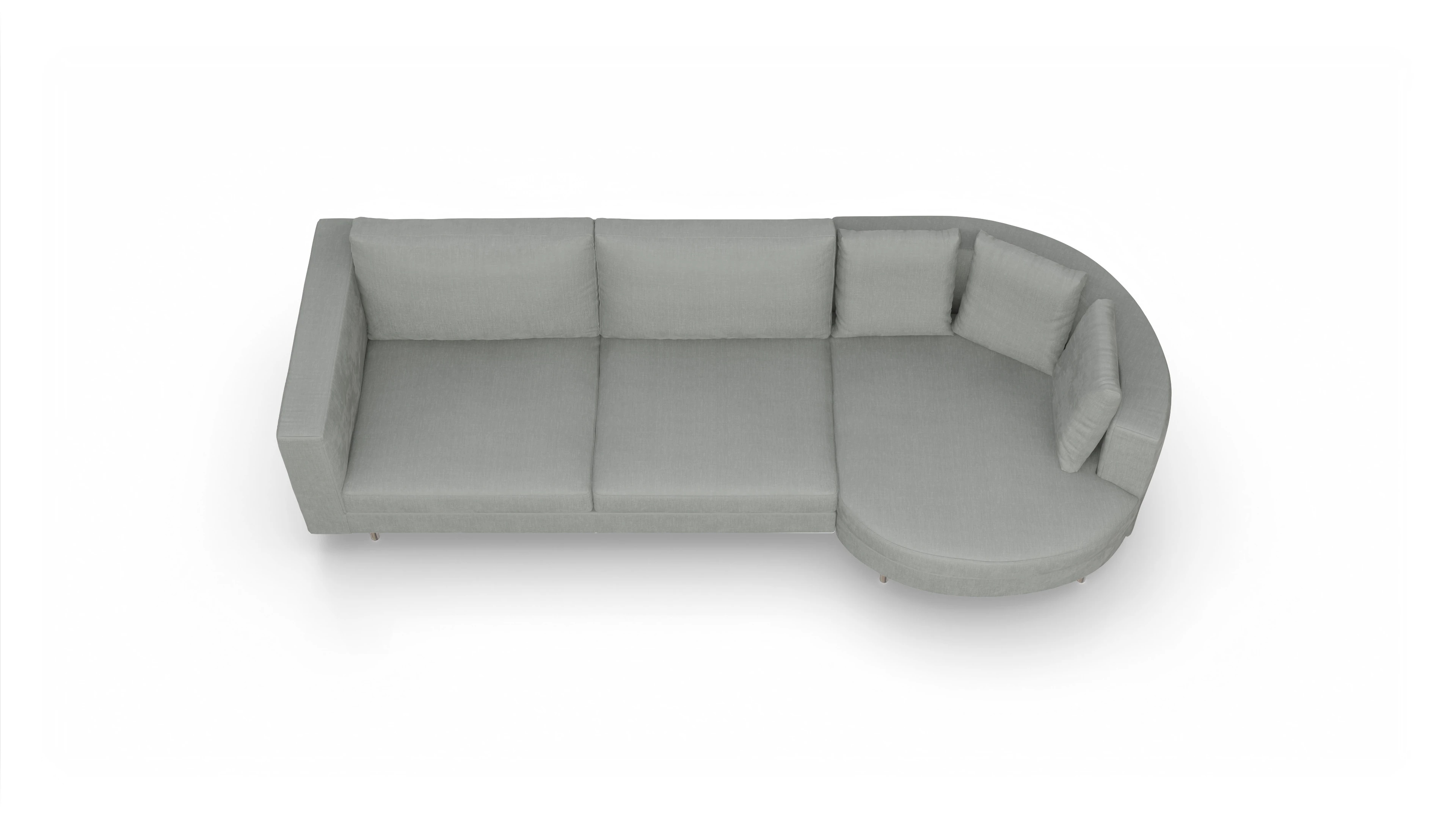 Design-Sofa Silea Ansicht des Produktes Silea Sofa mit Rec rechts in Stoff grau