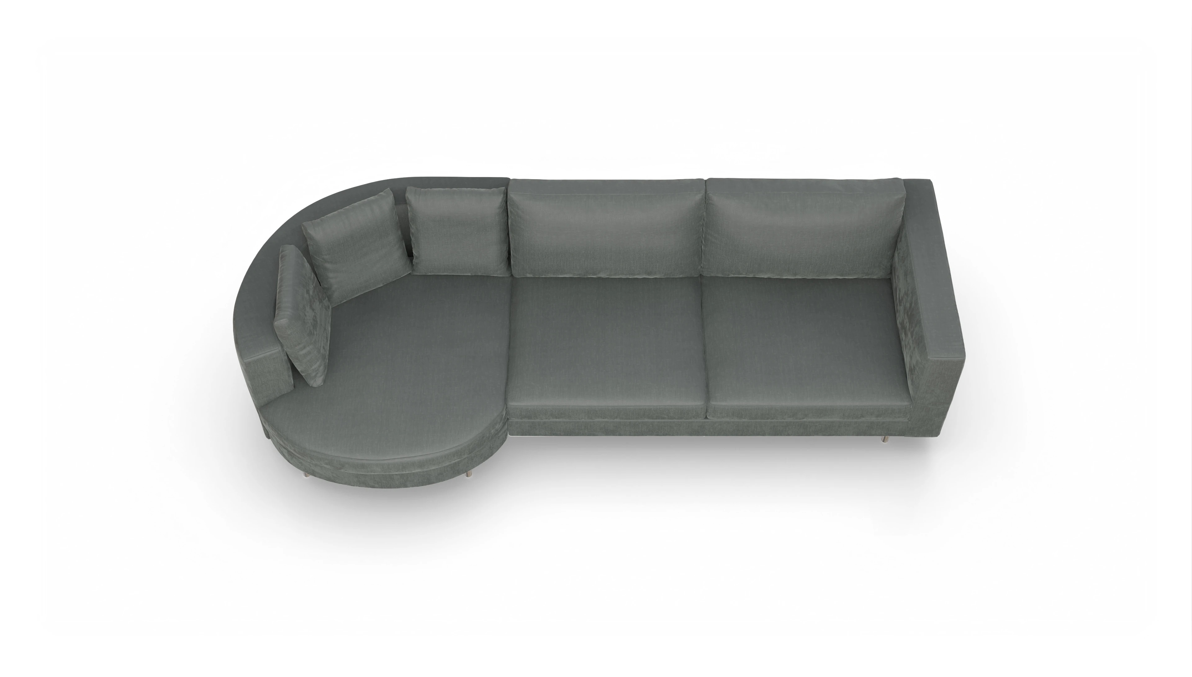 Ansicht des Produktes Silea Sofa mit Rec rechts in Stoff grau