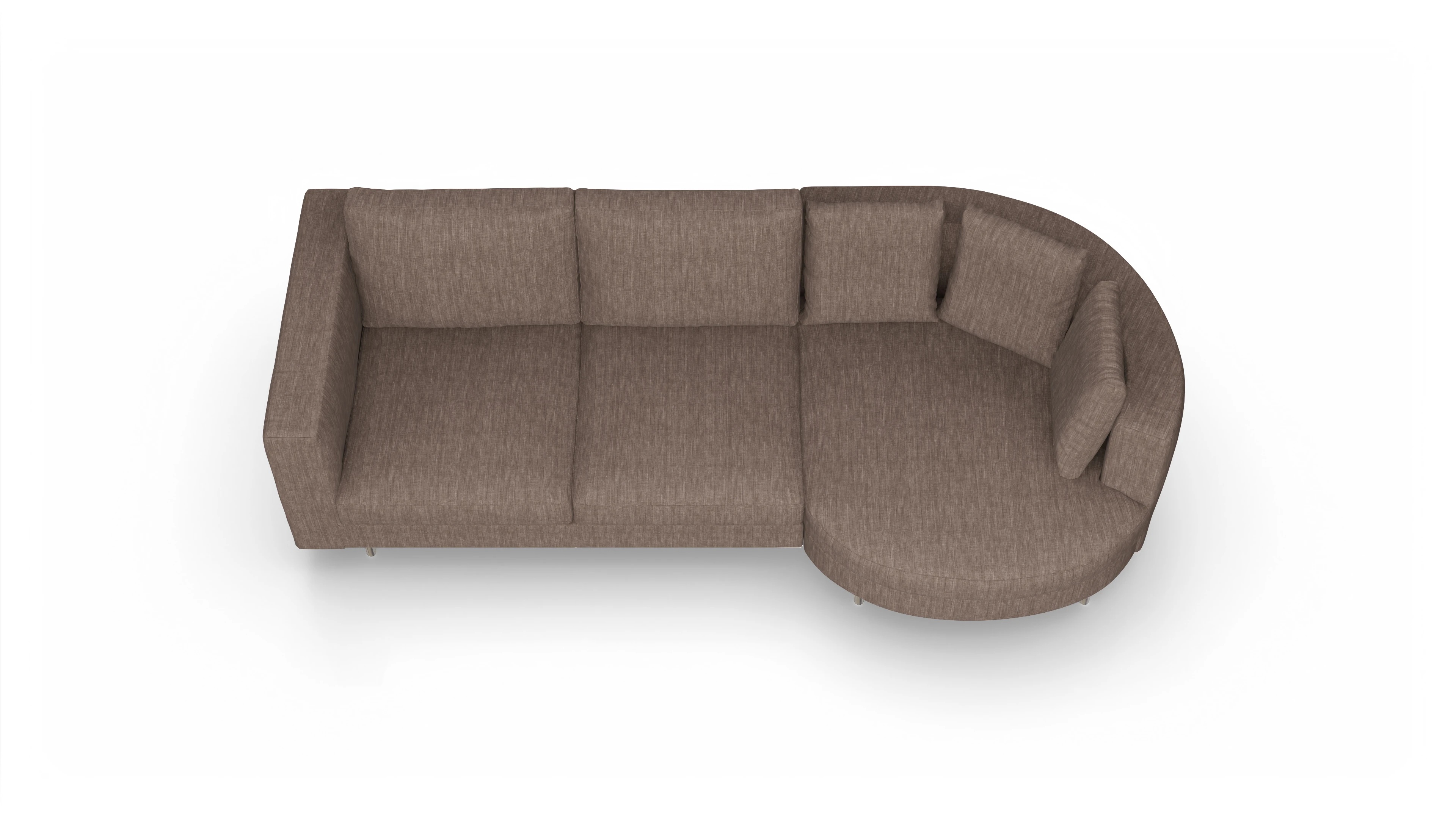 Ansicht des Produktes Silea Sofa mit Rec rechts in Stoff braun