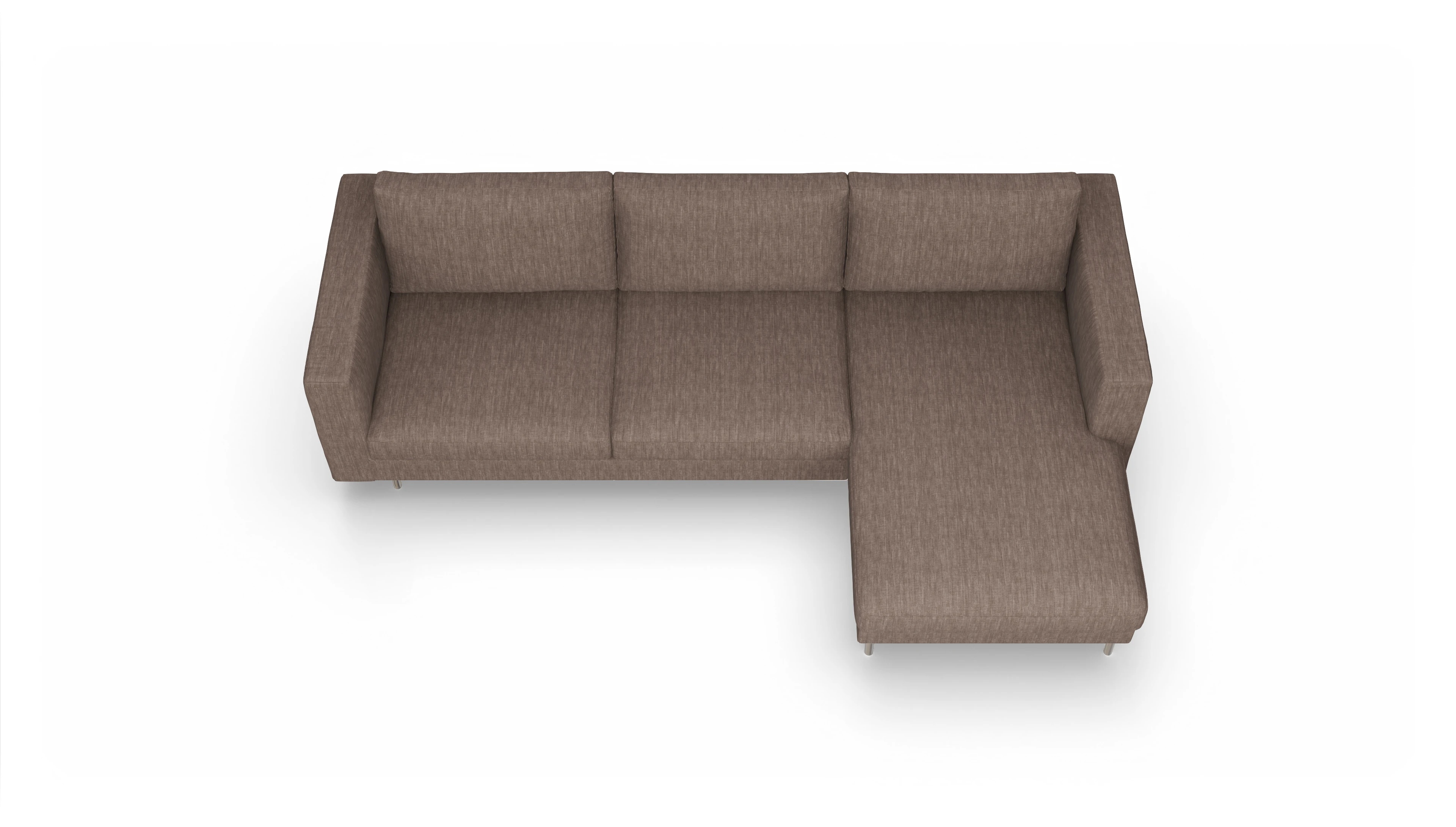 Ansicht des Produktes Silea Sofa mit Rec rechts in Stoff braun