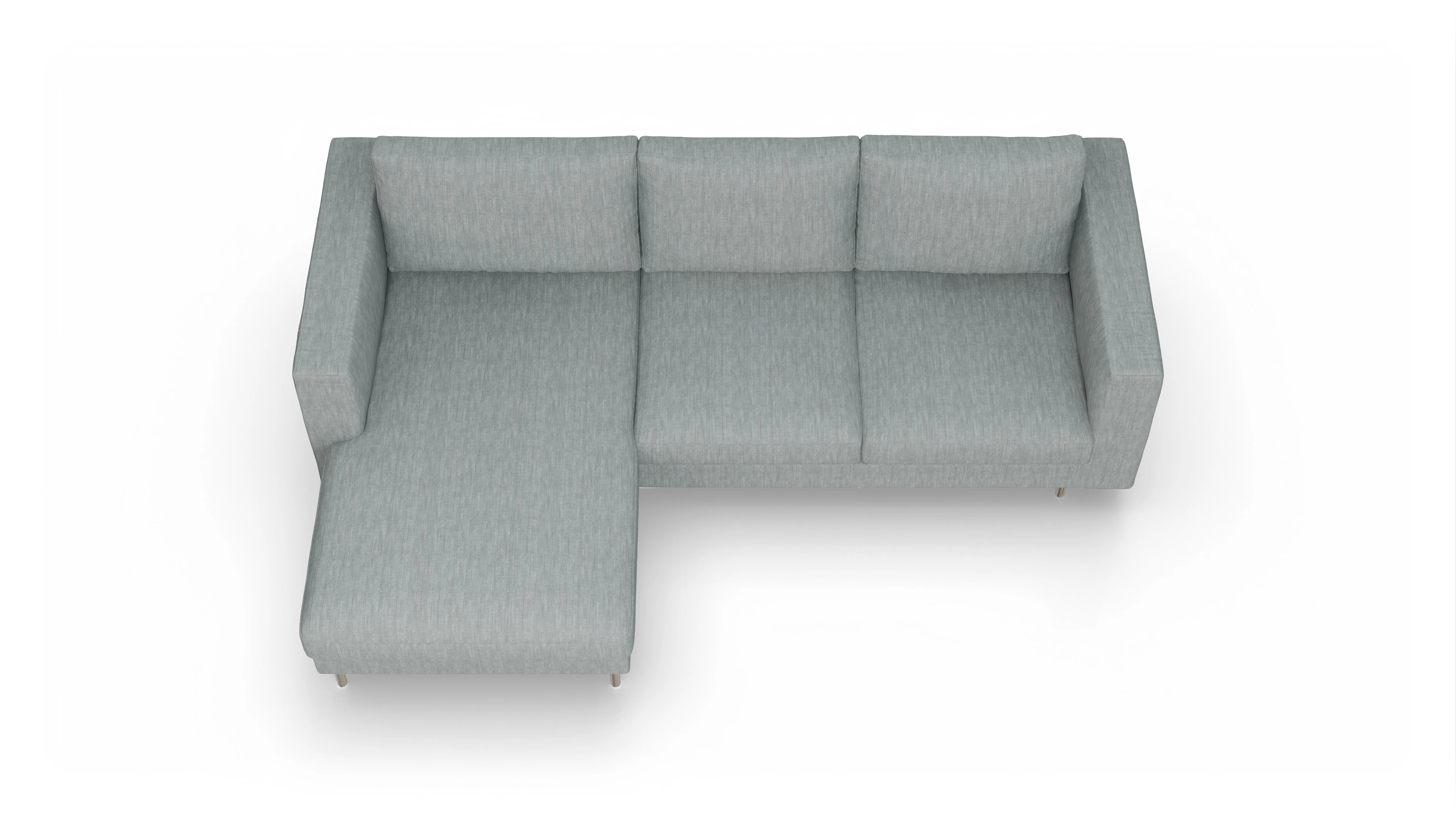 Design-Sofa Silea Ansicht des Produktes Silea Sofa mit Rec links in Stoff blau