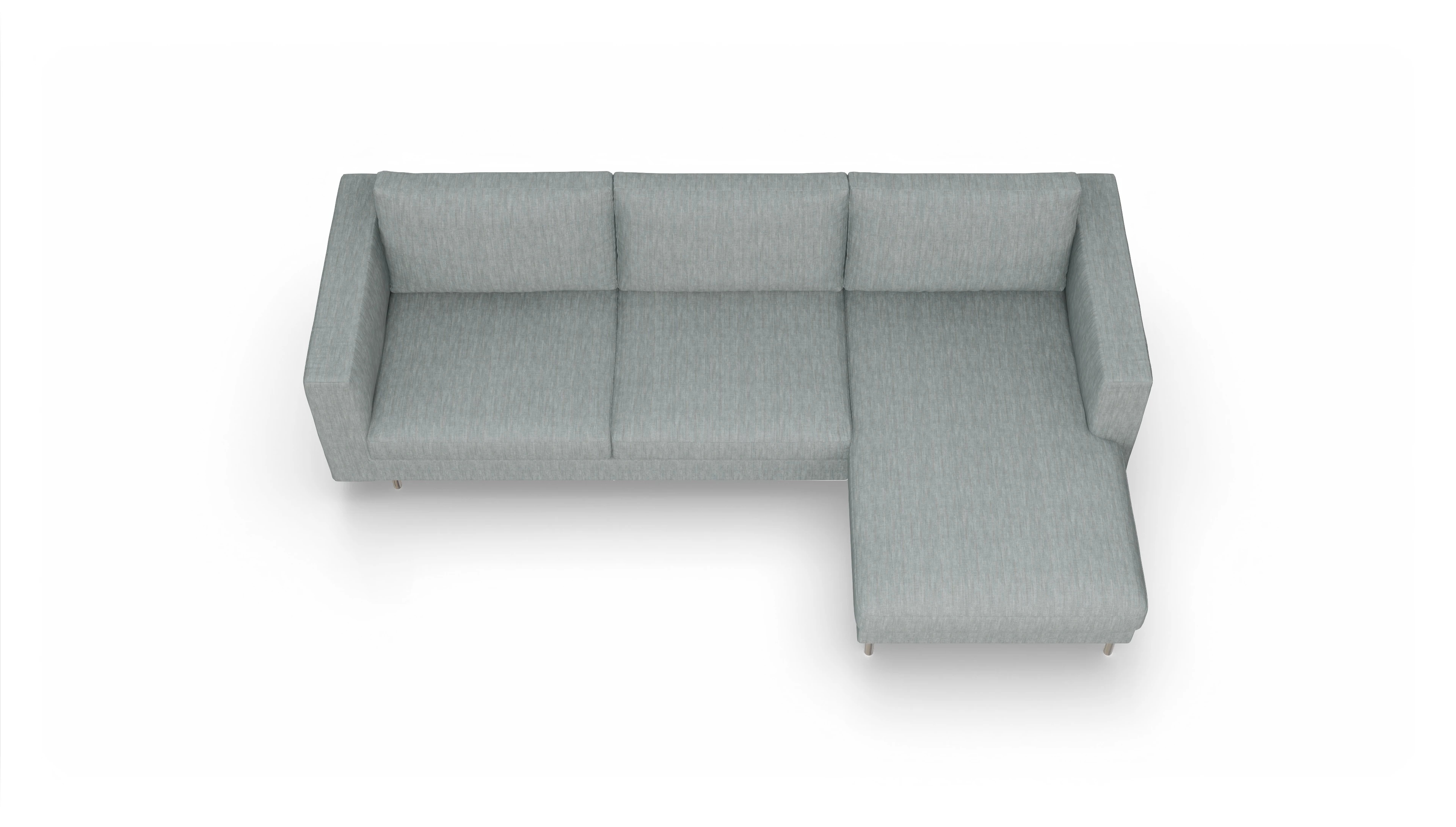Ansicht des Produktes Silea Sofa mit Rec rechts in Stoff blau