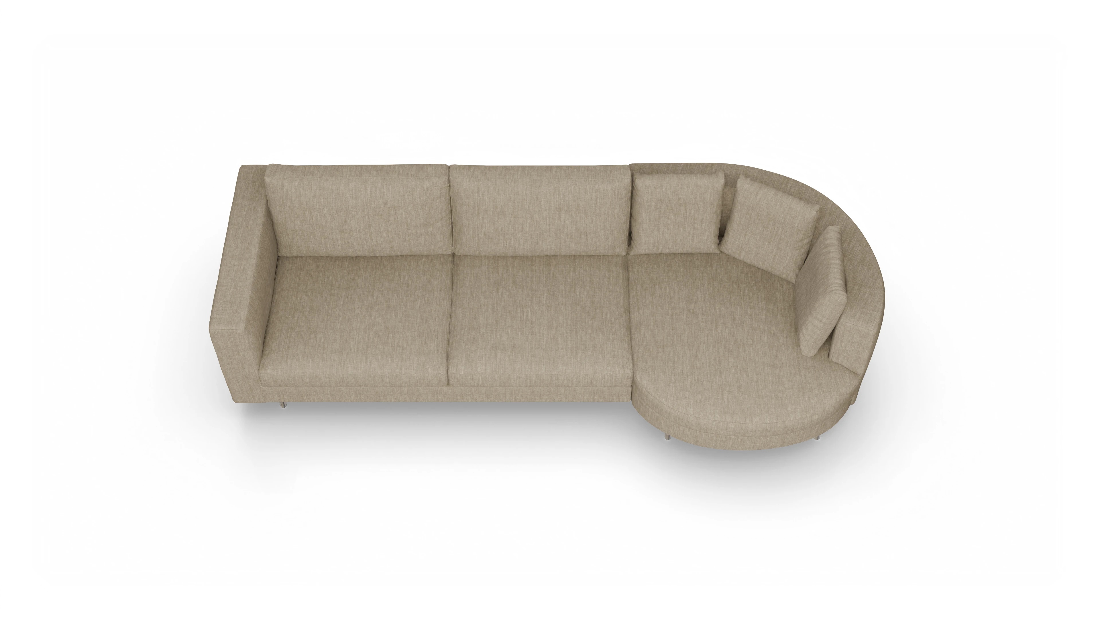 Design-Sofa Silea Ansicht des Produktes Silea Sofa mit Rec rechts in Stoff beige