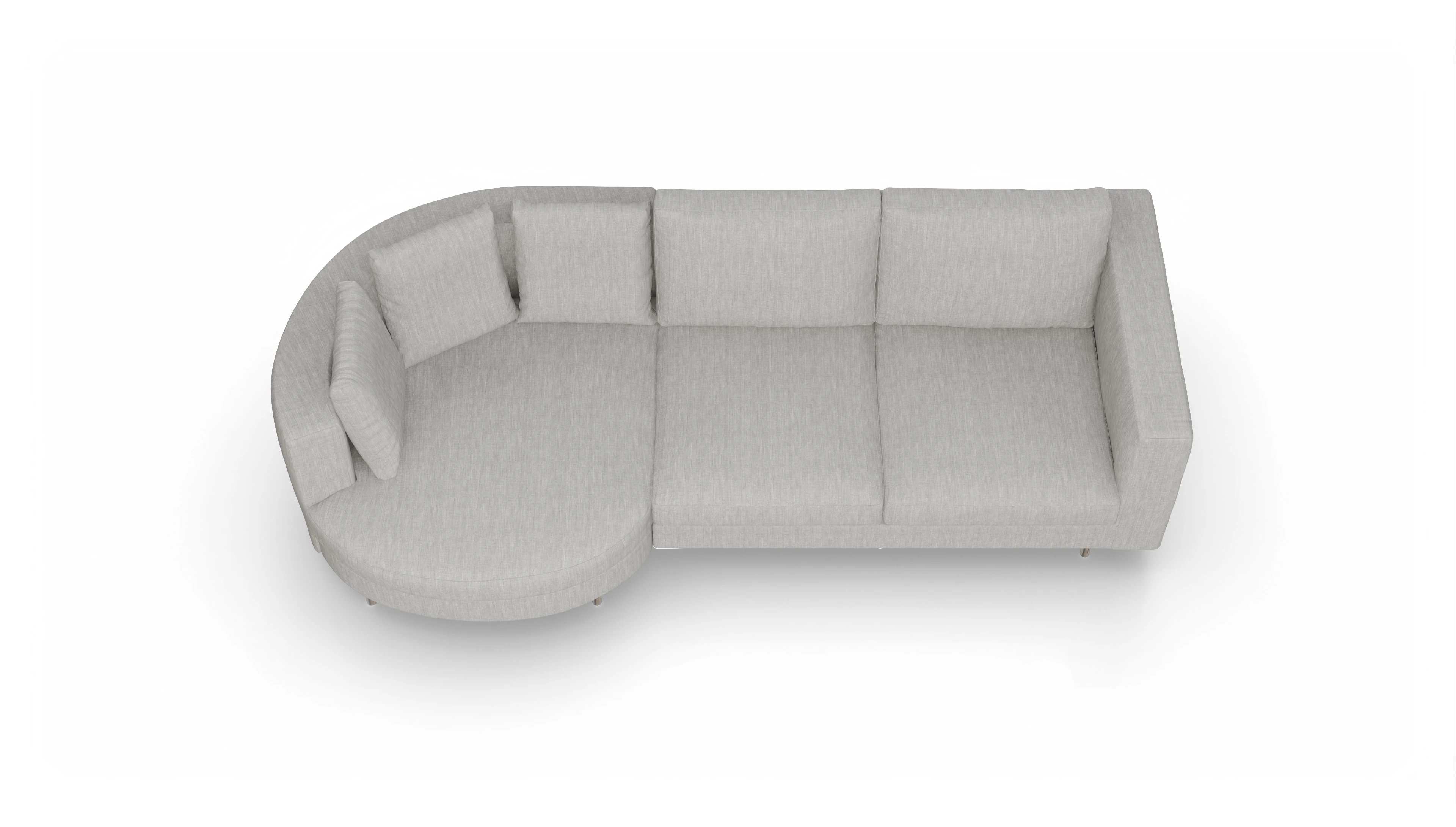 Design-Sofa Silea Ansicht des Produktes Silea Sofa mit Rec links in Stoff beige