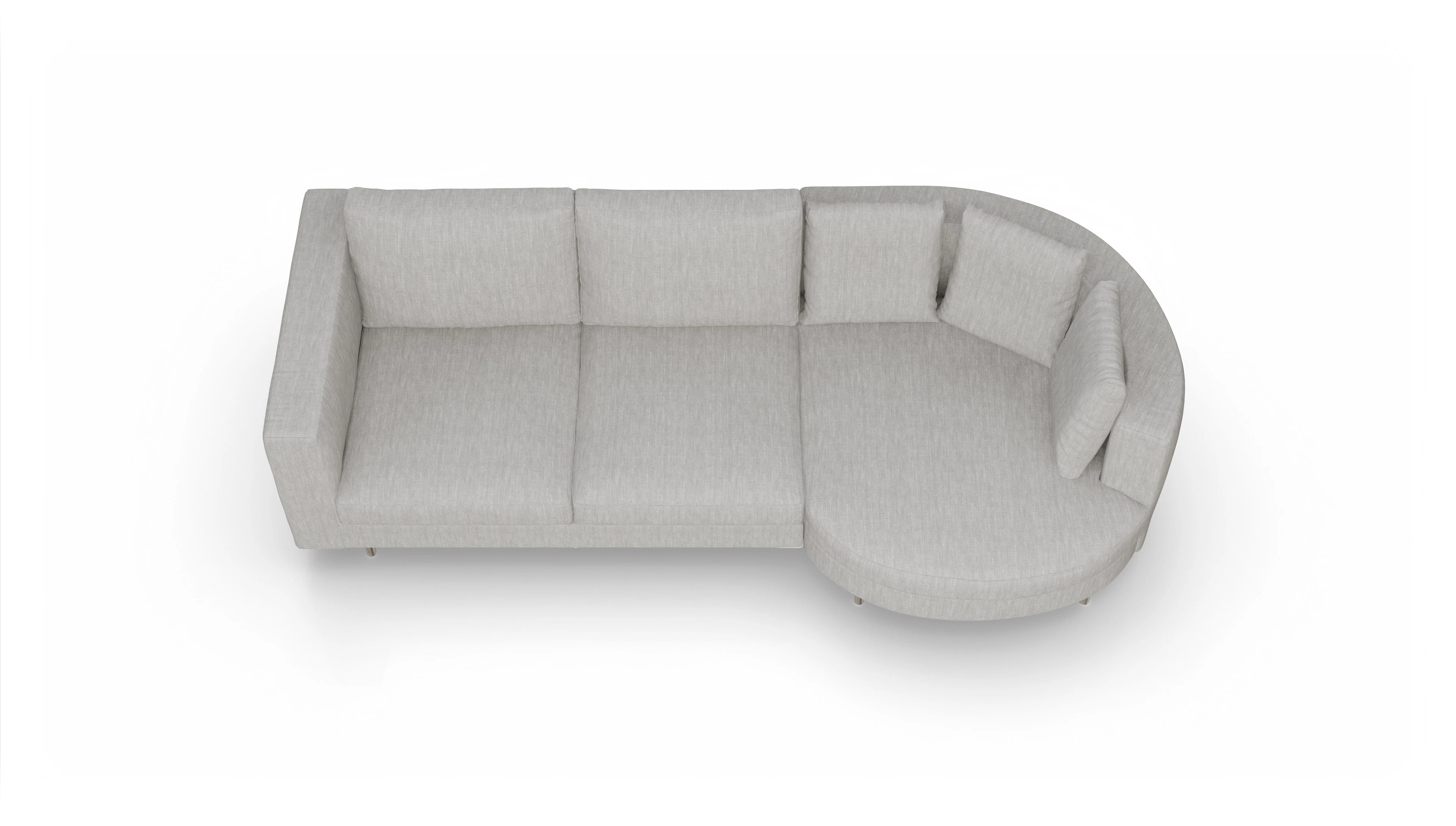 Design-Sofa Silea Ansicht des Produktes Silea Sofa mit Rec rechts in Stoff beige