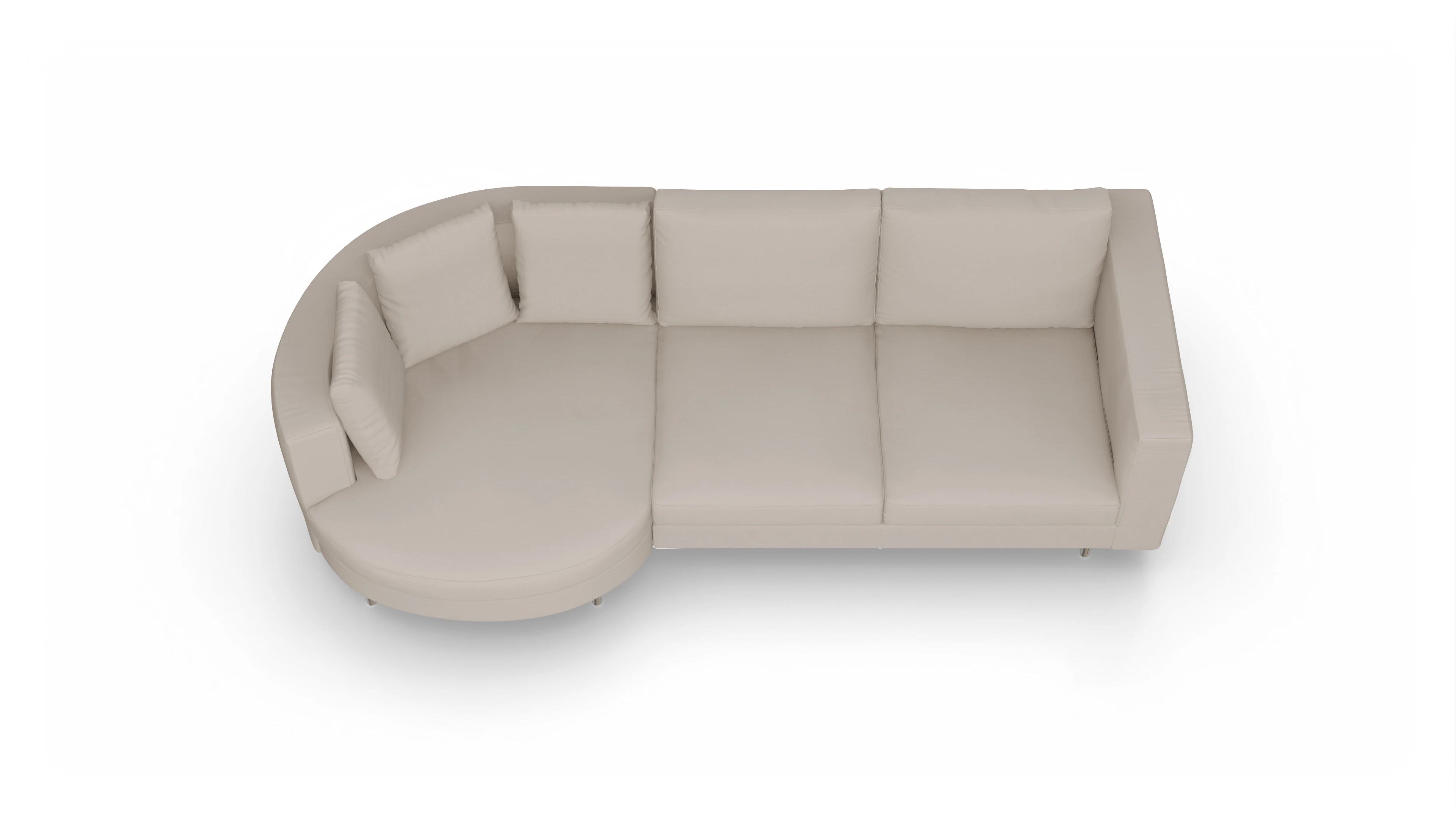 Design-Sofa Silea Ansicht des Produktes Silea Sofa mit Rec links in Stoff beige