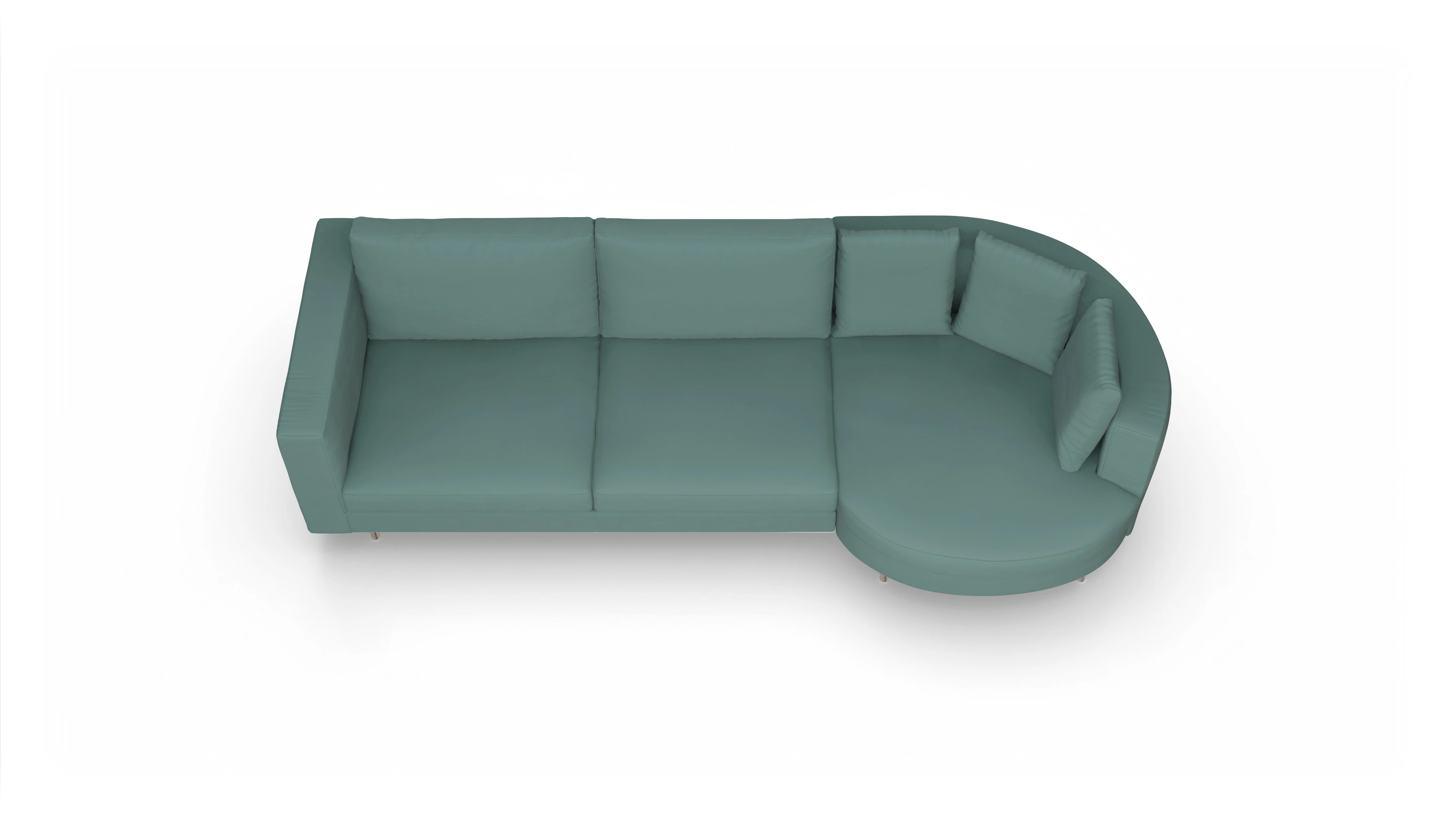 Ansicht des Produktes Silea Sofa mit Rec rechts in Stoff blau