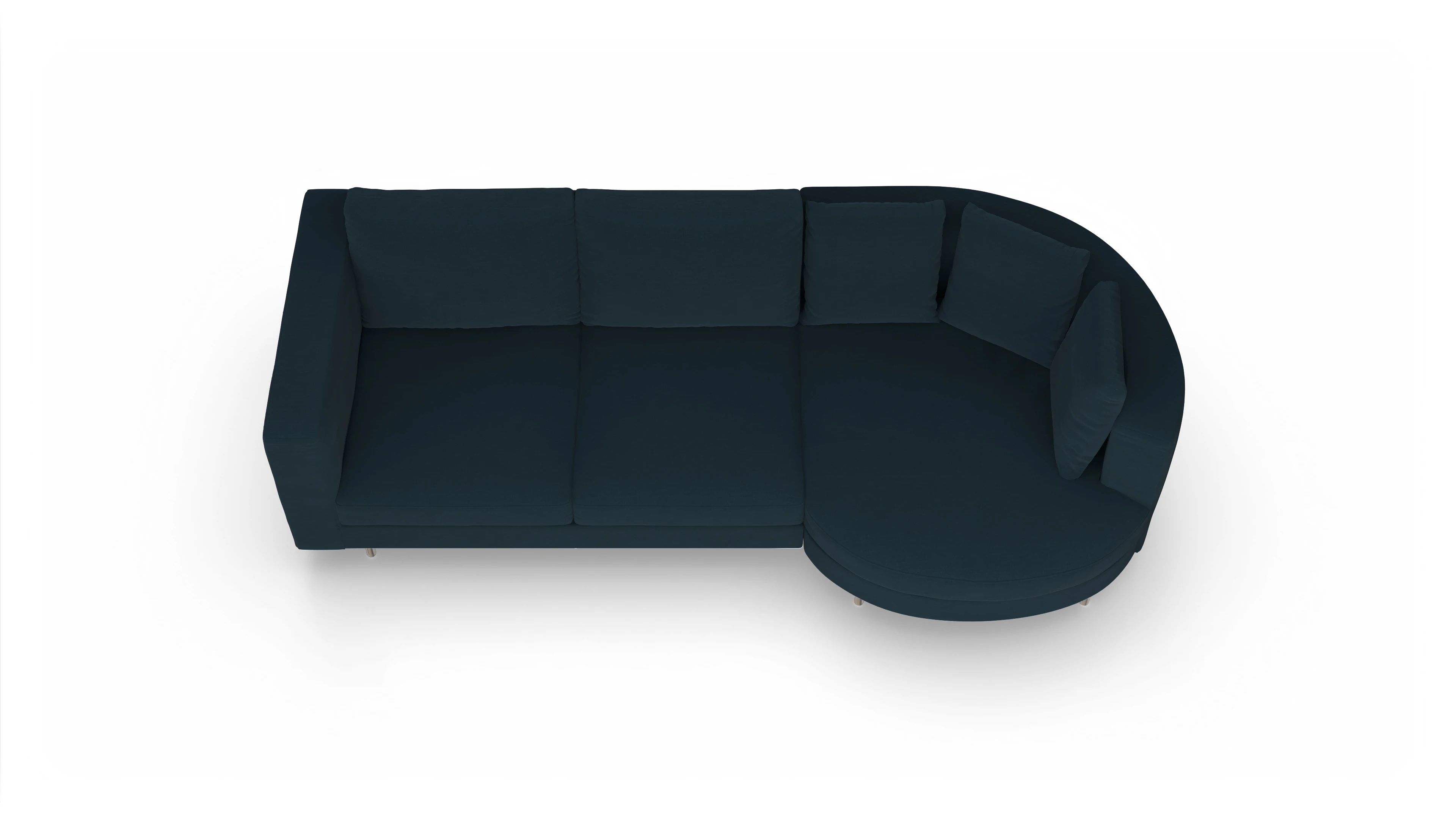 Ansicht des Produktes Silea Sofa mit Rec rechts in Stoff blau
