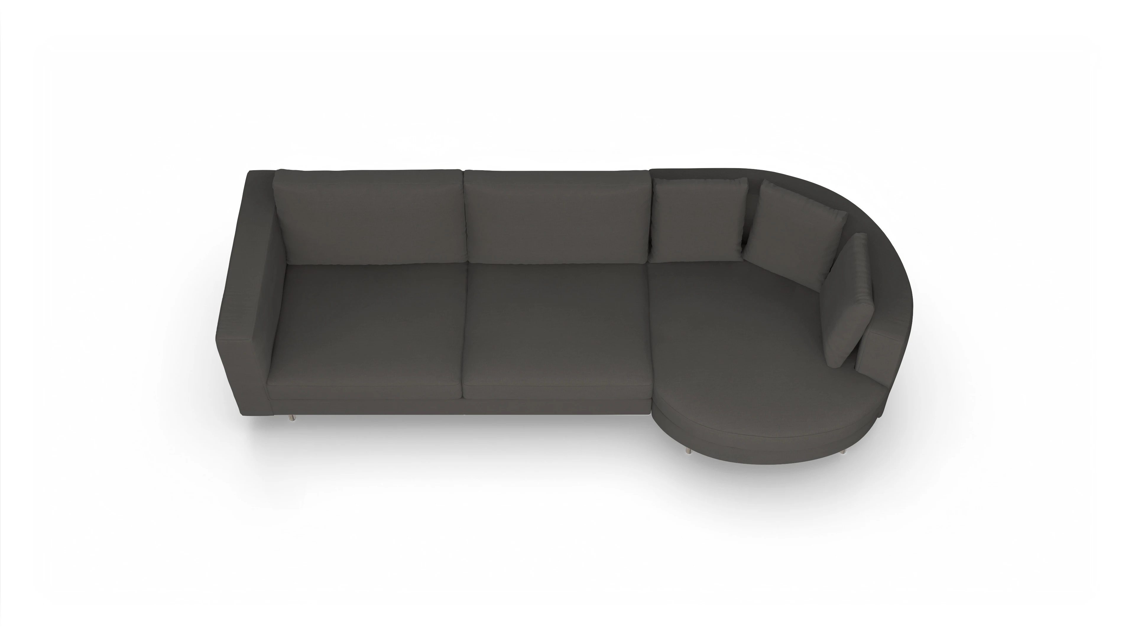 Ansicht des Produktes Silea Sofa mit Rec rechts in Stoff grau