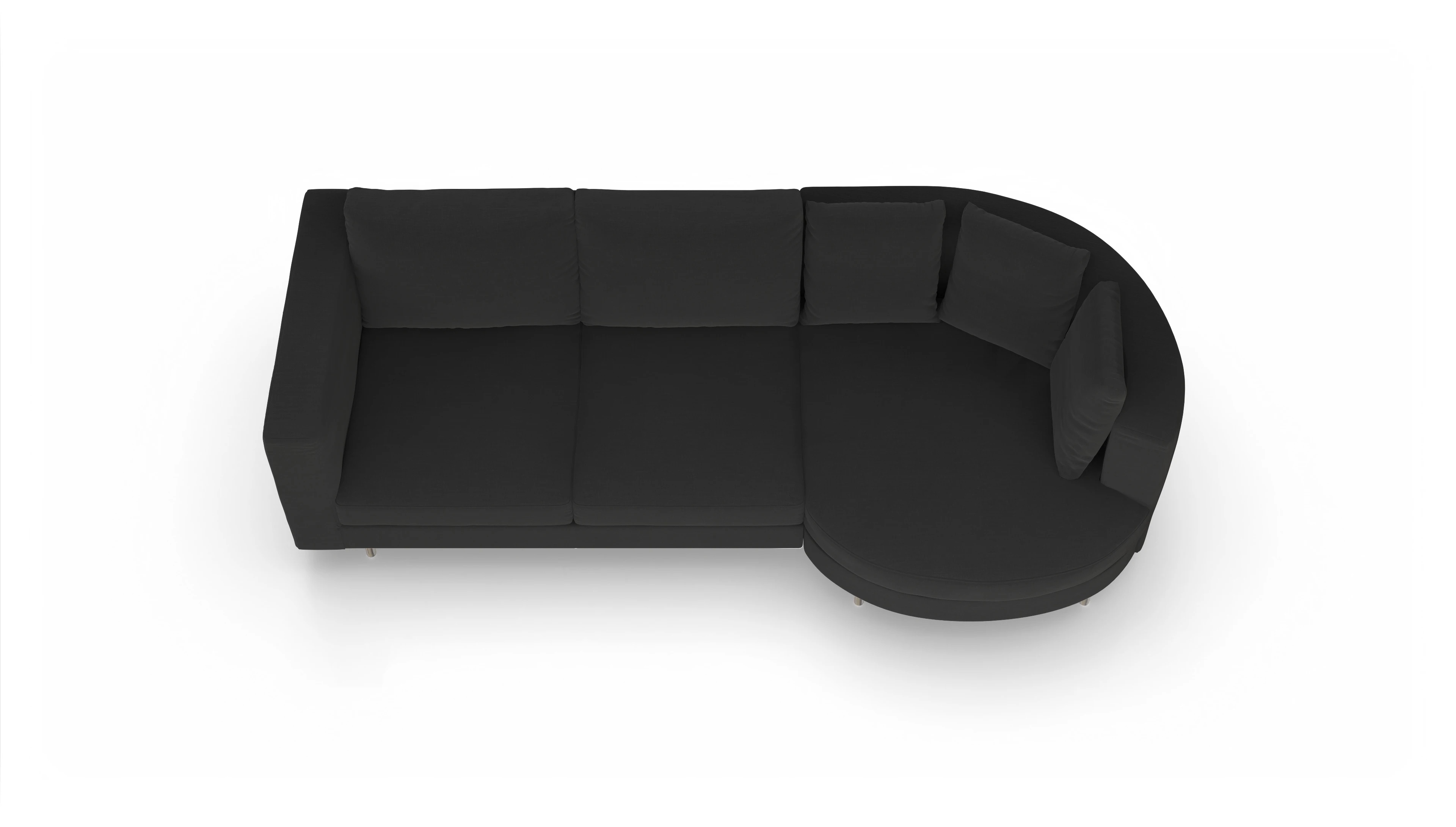 Ansicht des Produktes Silea Sofa mit Rec rechts in Stoff schwarz