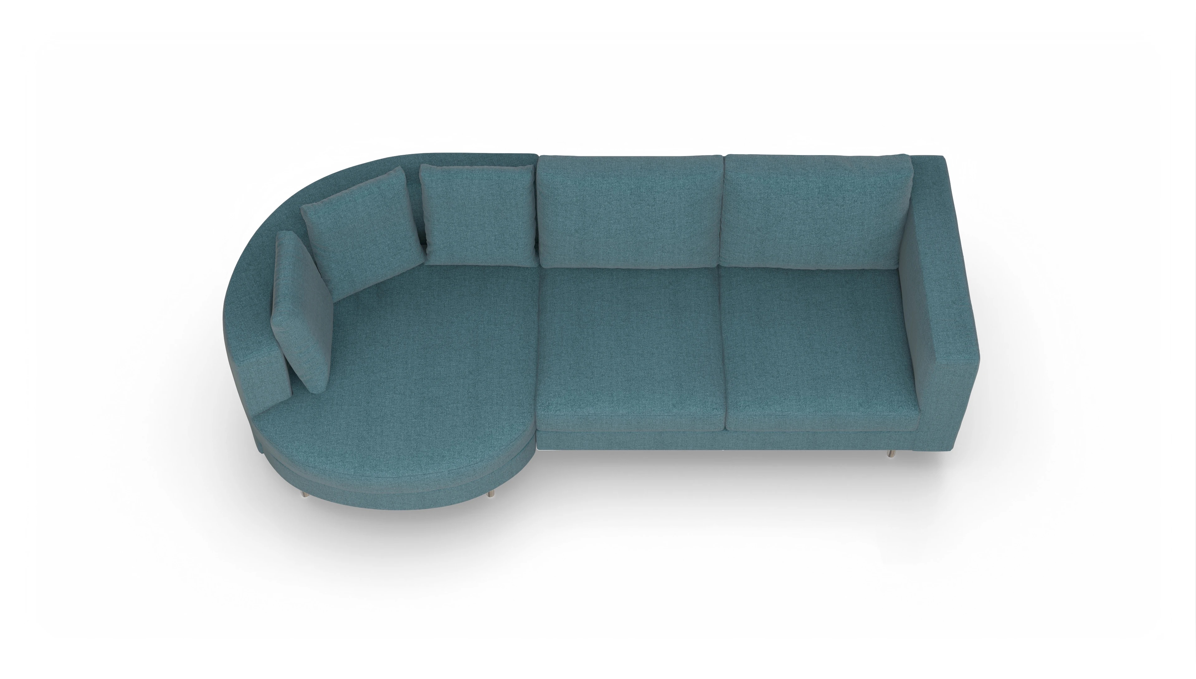 Design-Sofa Silea Ansicht des Produktes Silea Sofa mit Rec links in Stoff blau