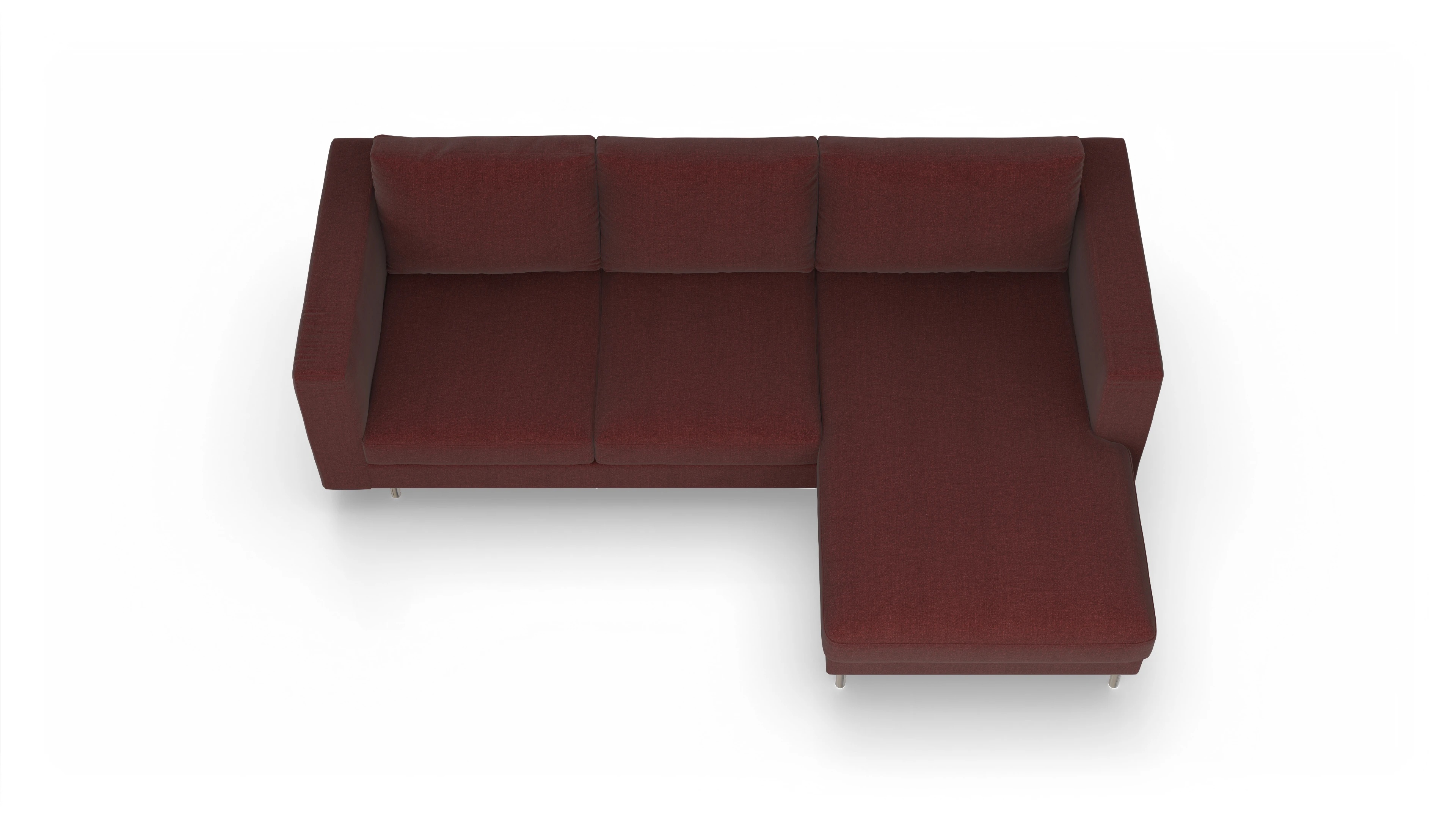 Ansicht des Produktes Silea Sofa mit Rec rechts in Stoff rot
