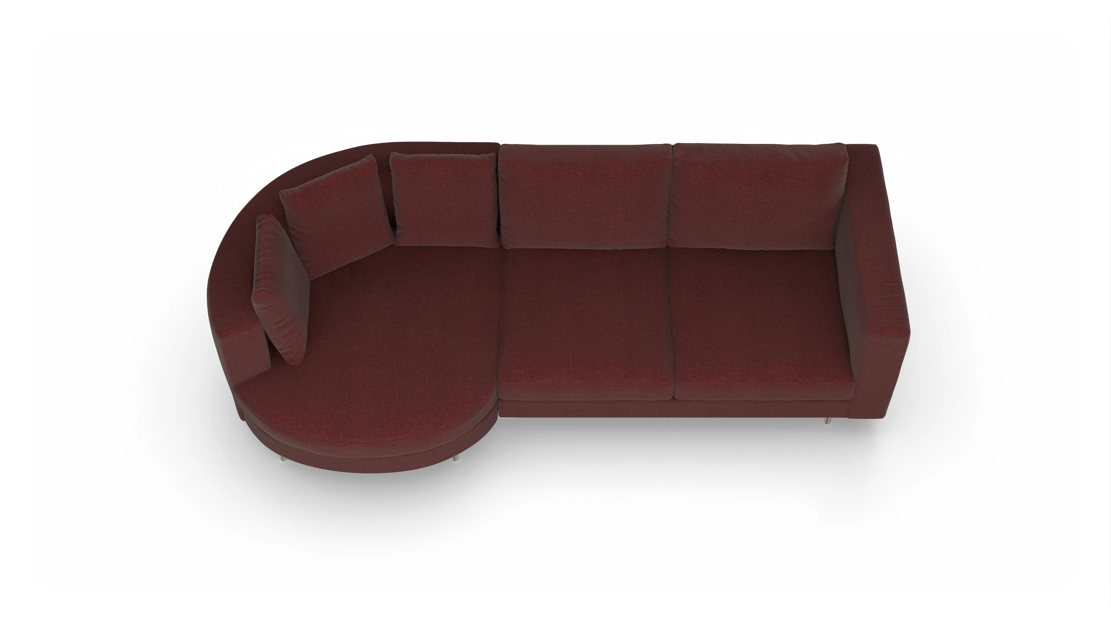 Design-Sofa Silea Ansicht des Produktes Silea Sofa mit Rec links in Stoff rot