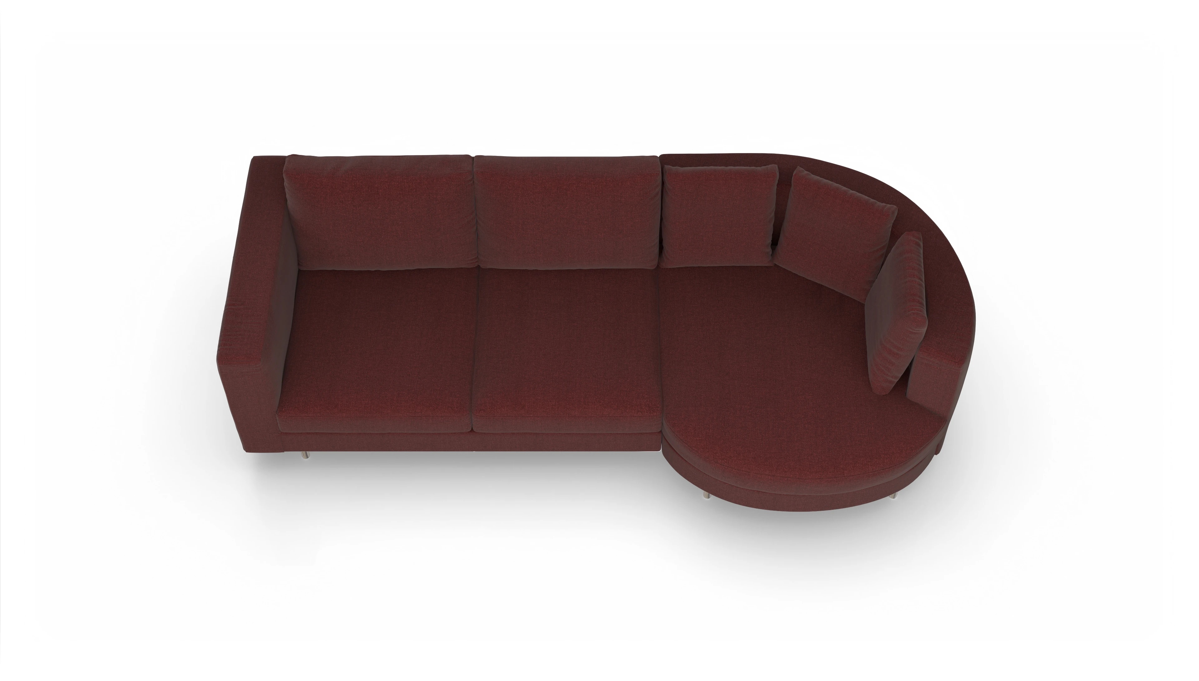 Ansicht des Produktes Silea Sofa mit Rec rechts in Stoff rot