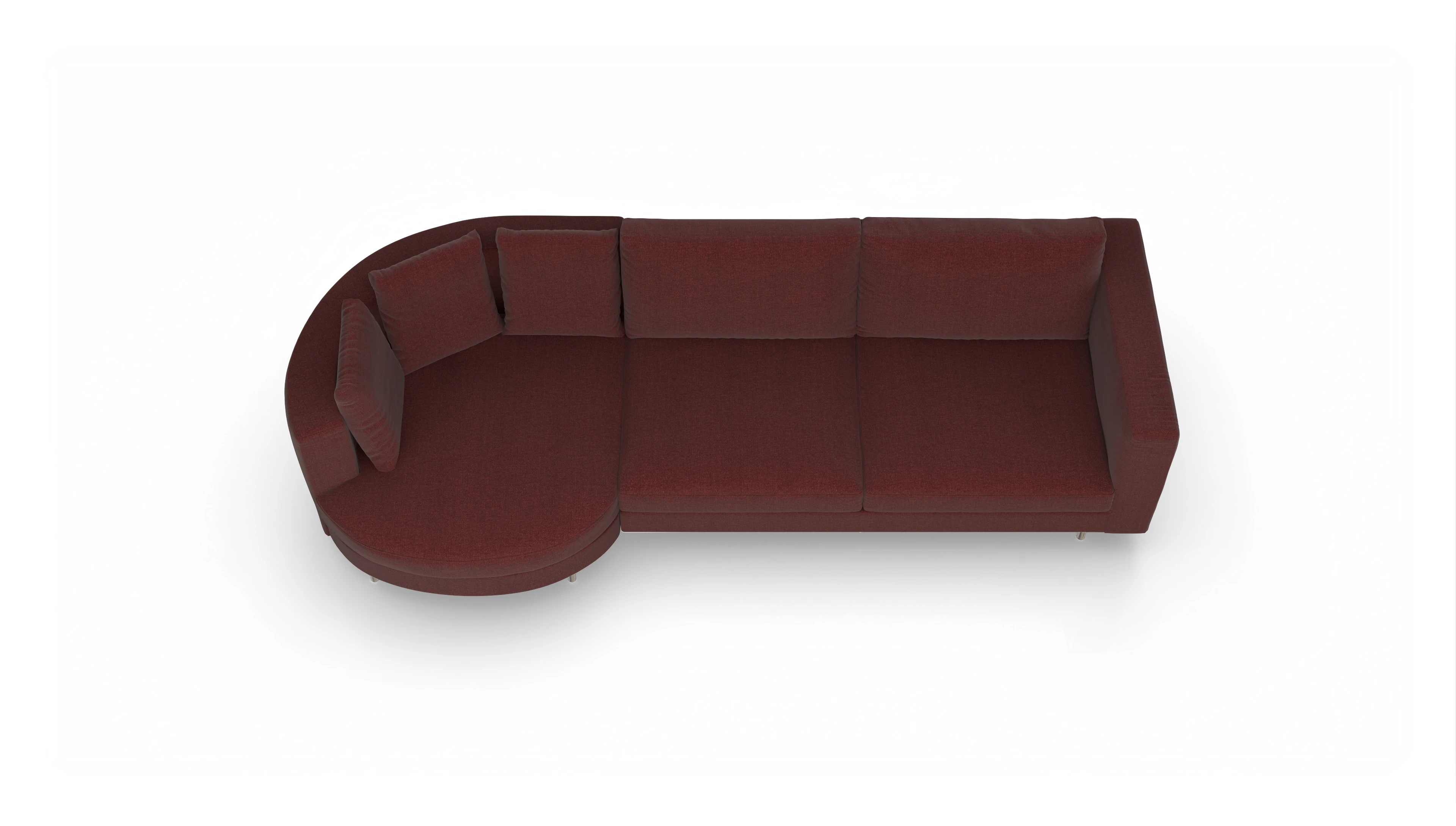 Design-Sofa Silea Ansicht des Produktes Silea Sofa mit Rec rechts in Stoff rot