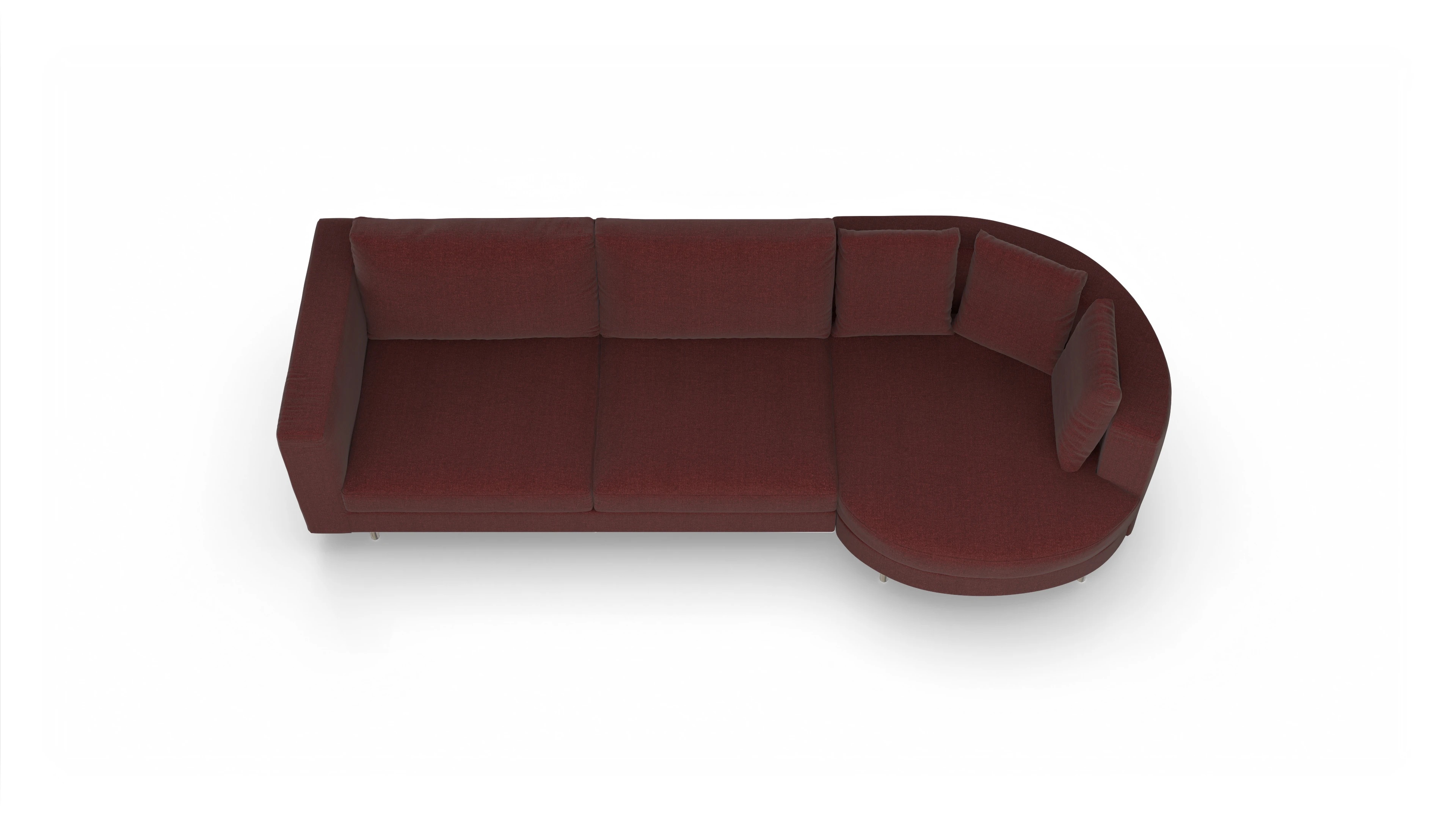 Ansicht des Produktes Silea Sofa mit Rec rechts in Stoff rot