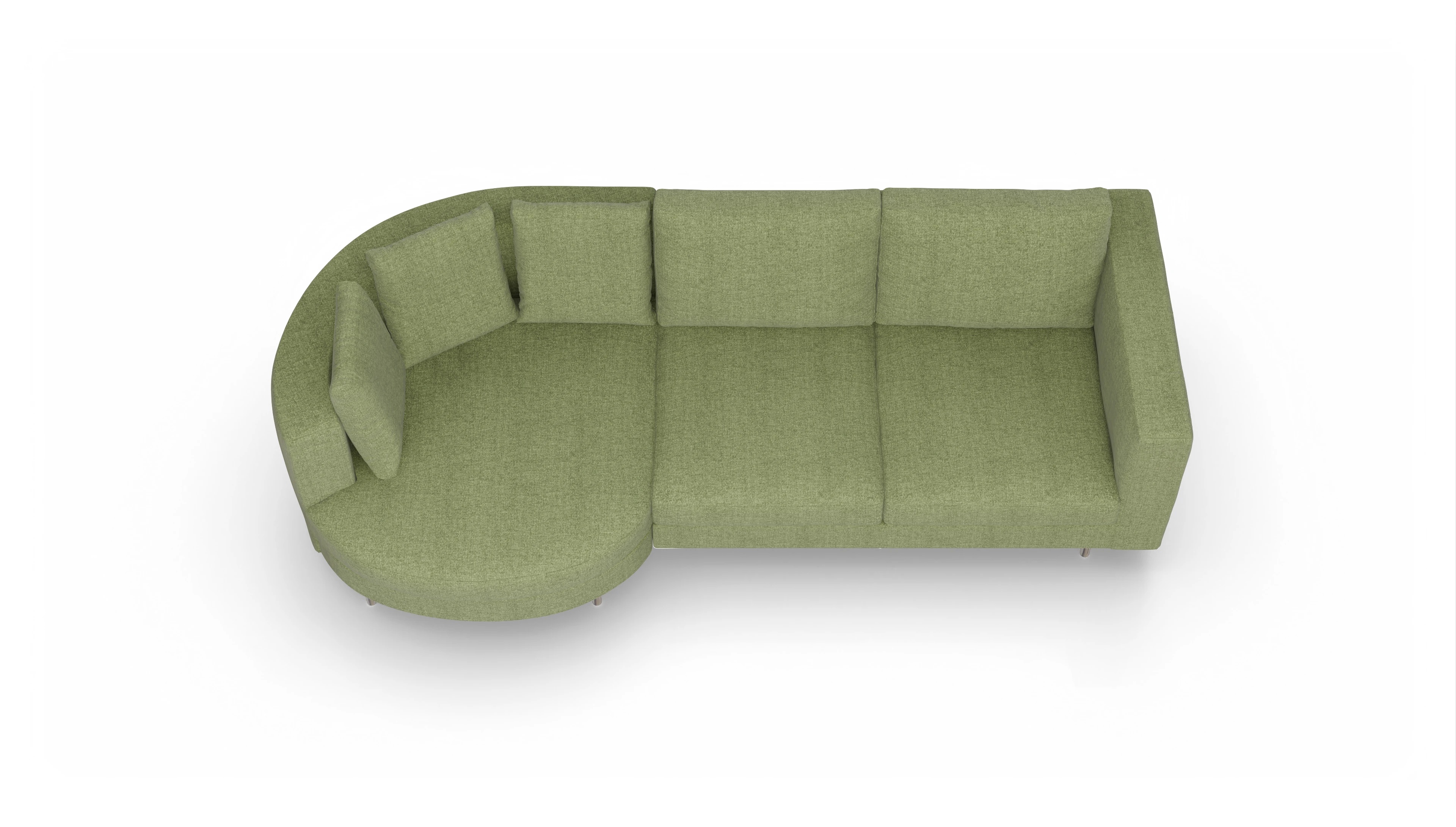 Ansicht des Produktes Silea Sofa mit Rec links in Stoff grün