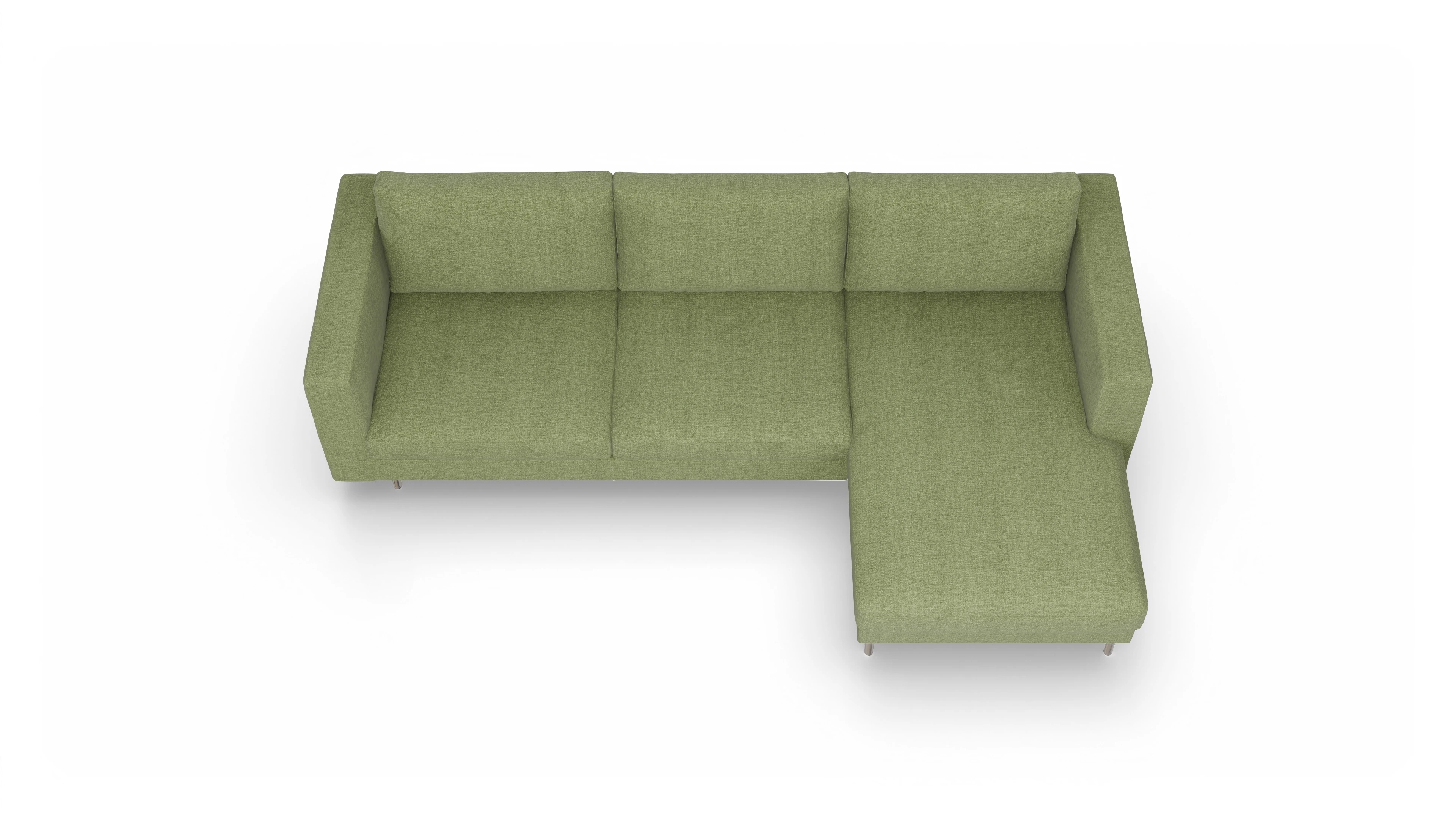 Design-Sofa Silea Ansicht des Produktes Silea Sofa mit Rec rechts in Stoff grün