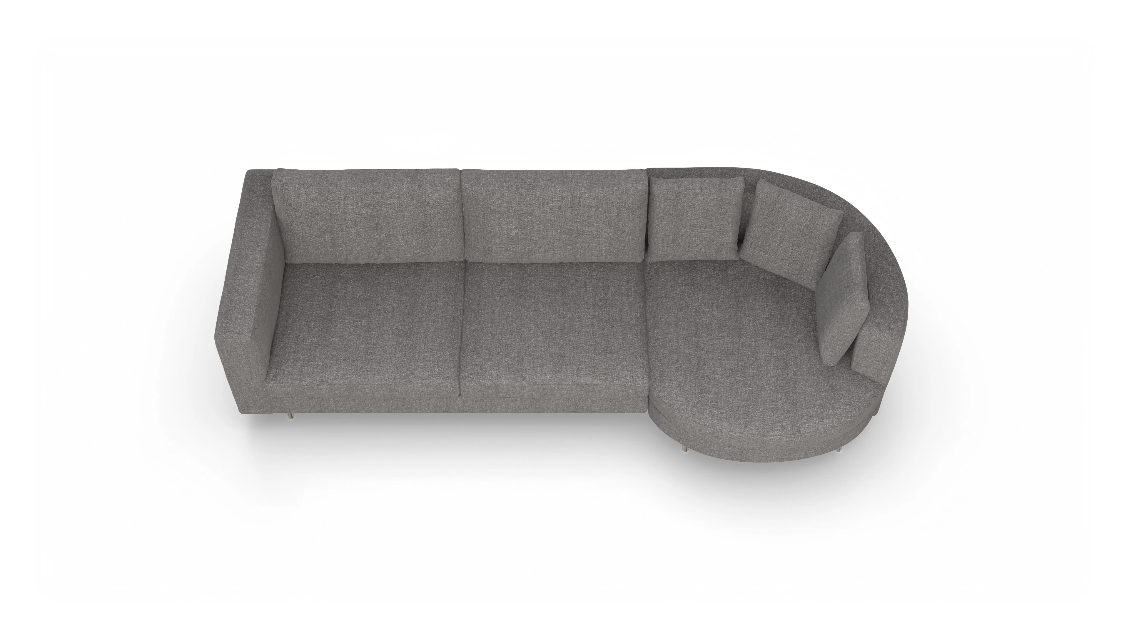 Design-Sofa Silea Ansicht des Produktes Silea Sofa mit Rec rechts in Stoff grau