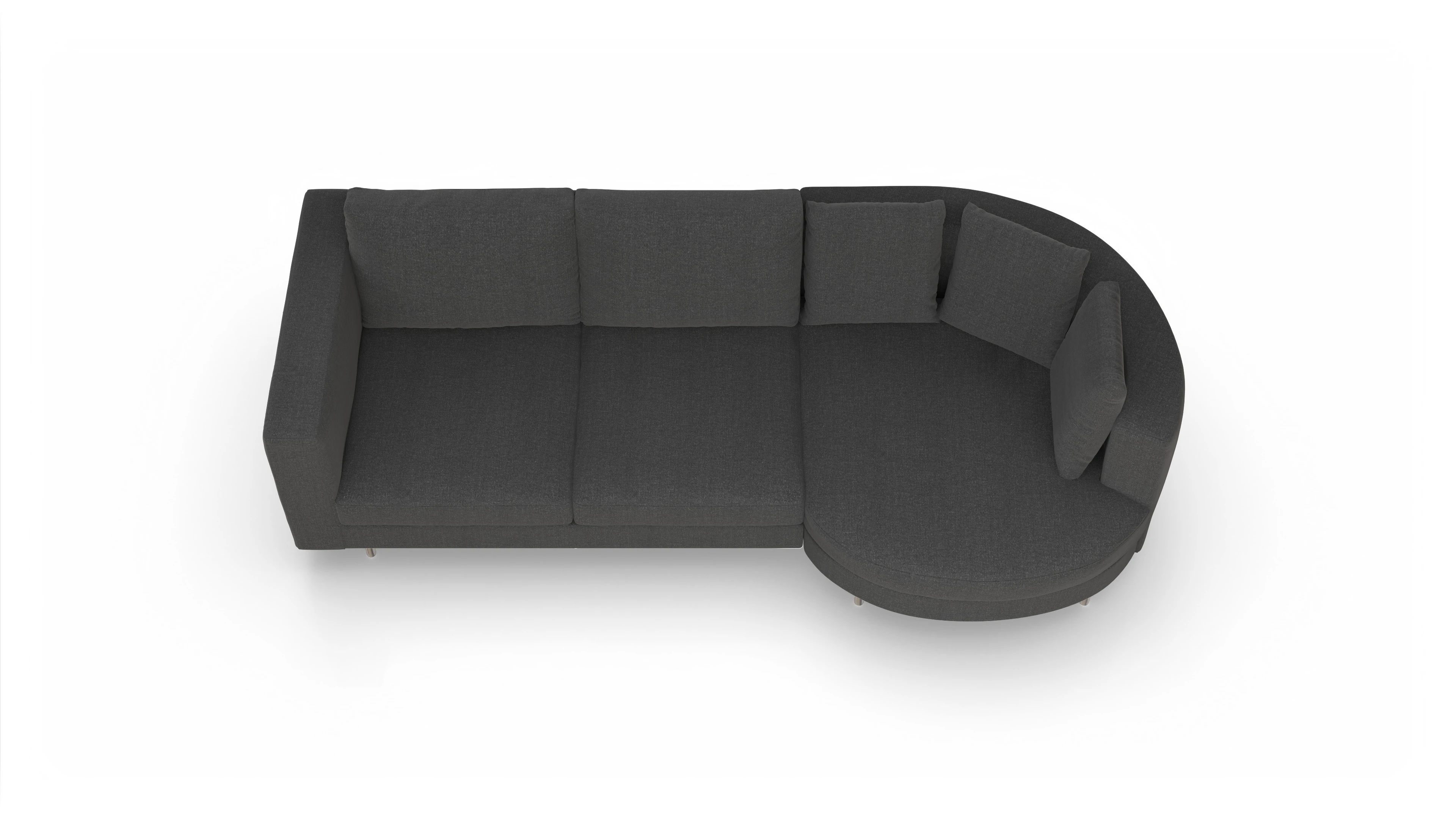 Design-Sofa Silea Ansicht des Produktes Silea Sofa mit Rec rechts in Stoff grau