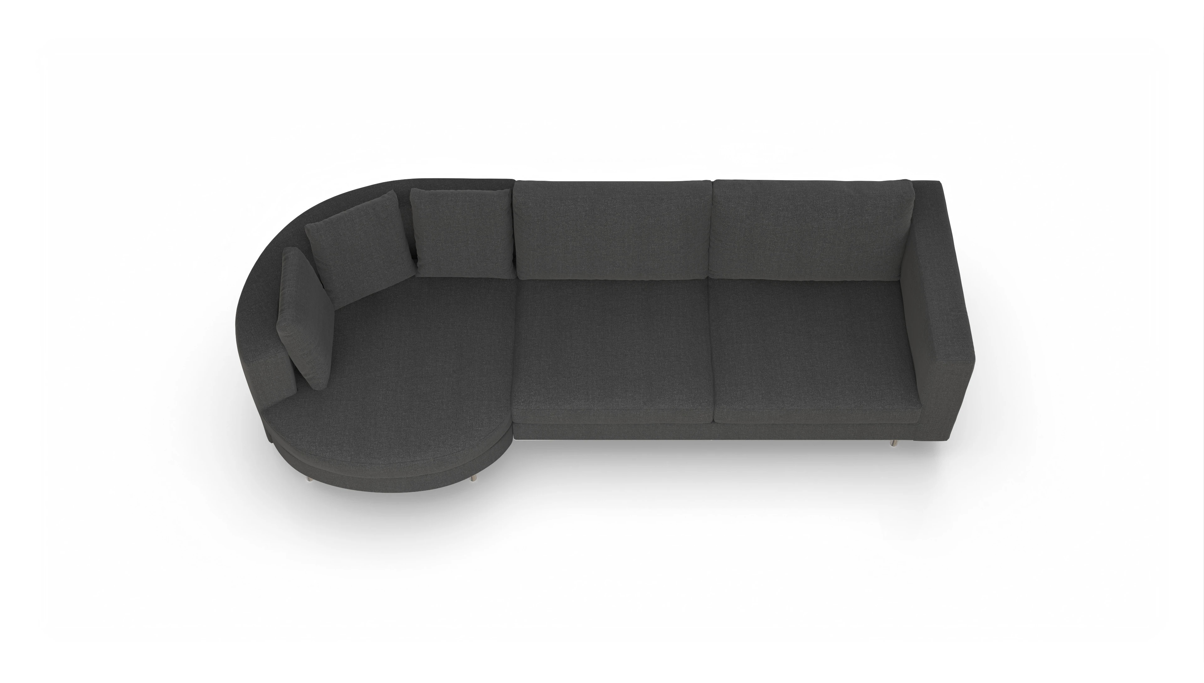 Design-Sofa Silea Ansicht des Produktes Silea Sofa mit Rec rechts in Stoff grau