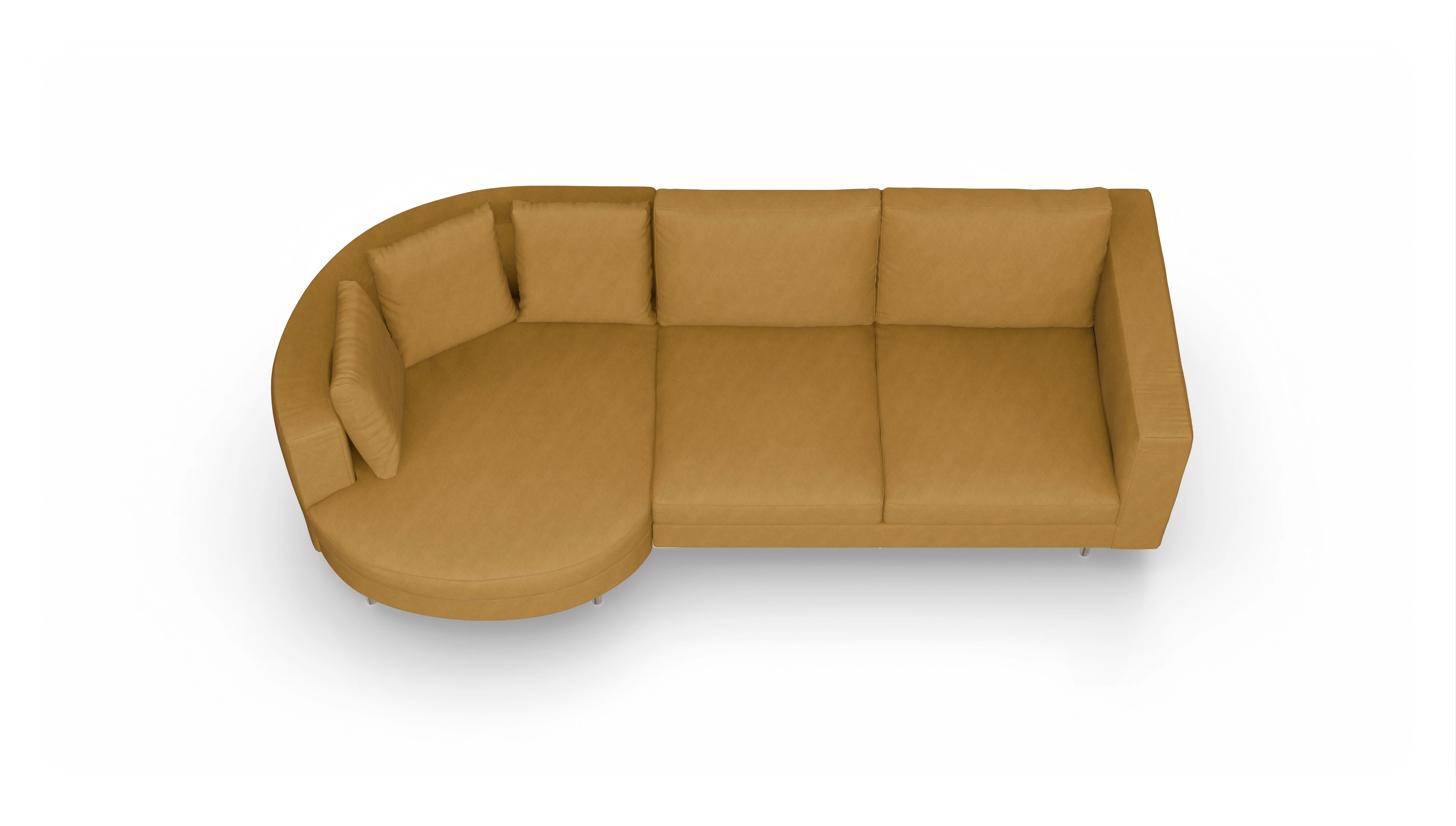 Design-Sofa Silea Ansicht des Produktes Silea Sofa mit Rec links in Stoff gelb