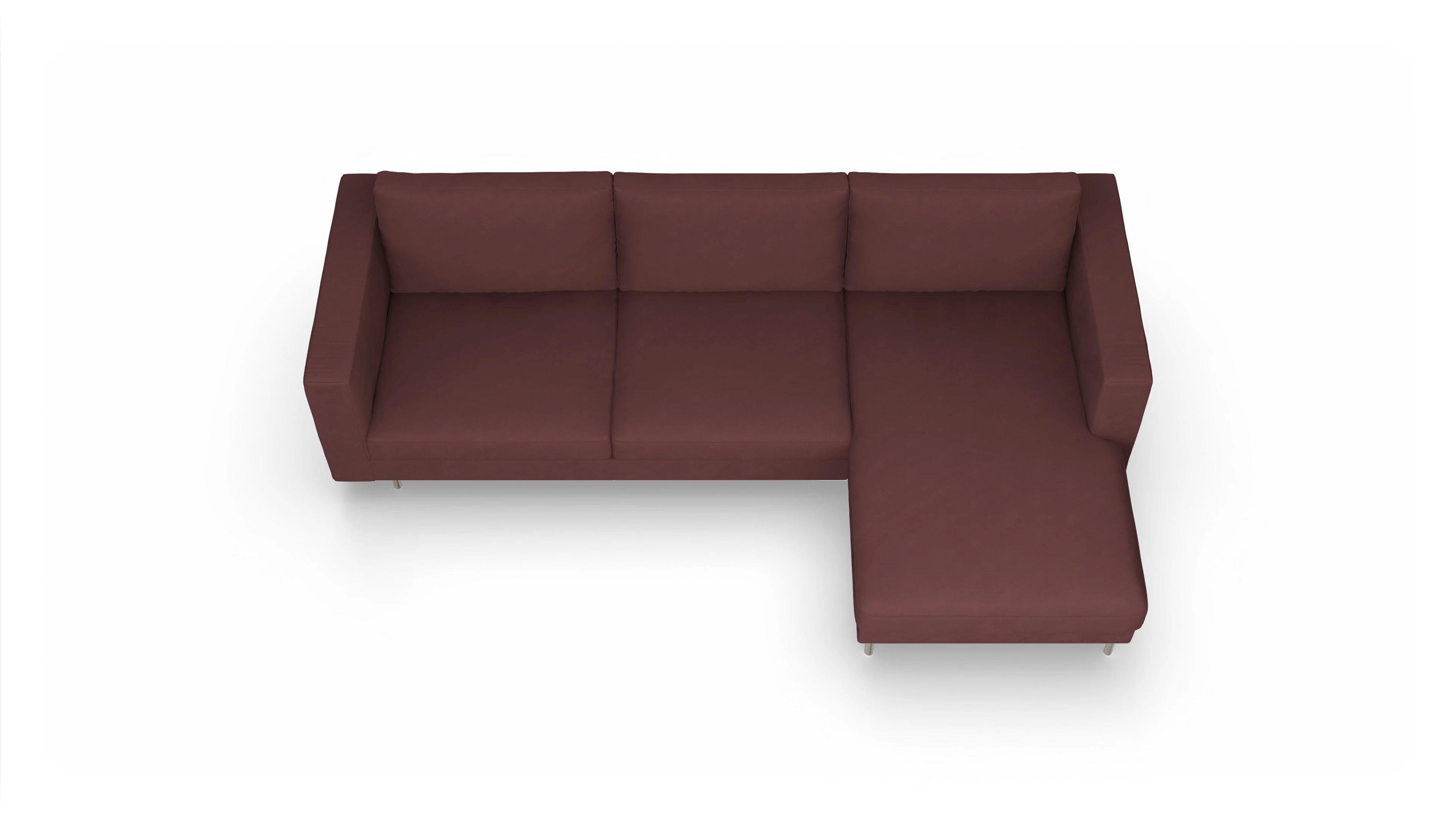 Ansicht des Produktes Silea Sofa mit Rec rechts in Stoff rot