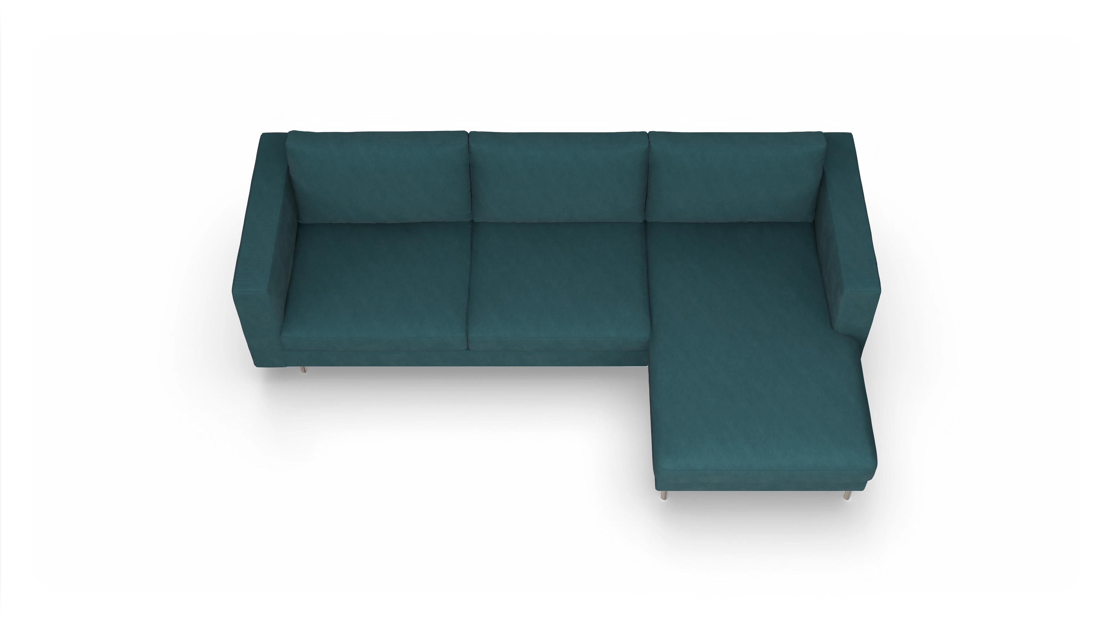Design-Sofa Silea Ansicht des Produktes Silea Sofa mit Rec rechts in Stoff blau