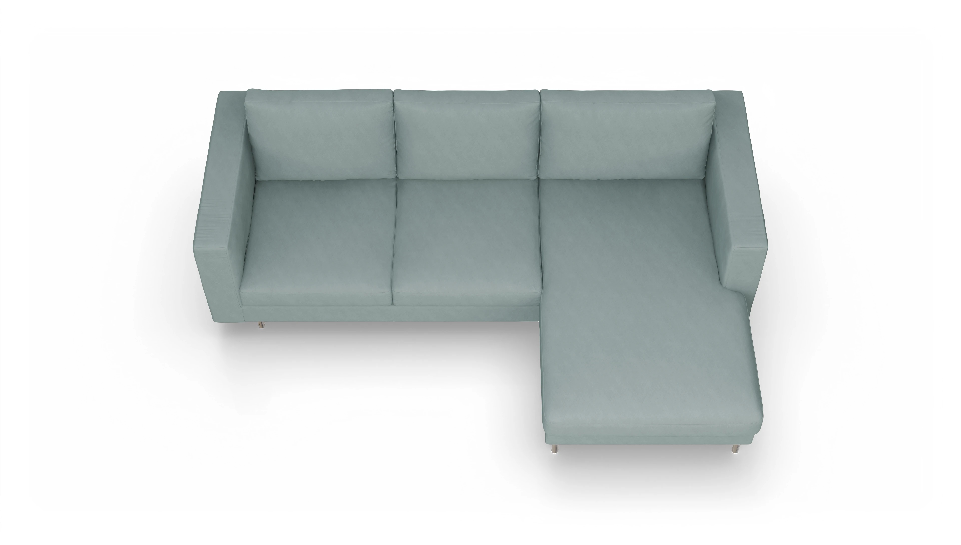 Ansicht des Produktes Silea Sofa mit Rec rechts in Stoff blau