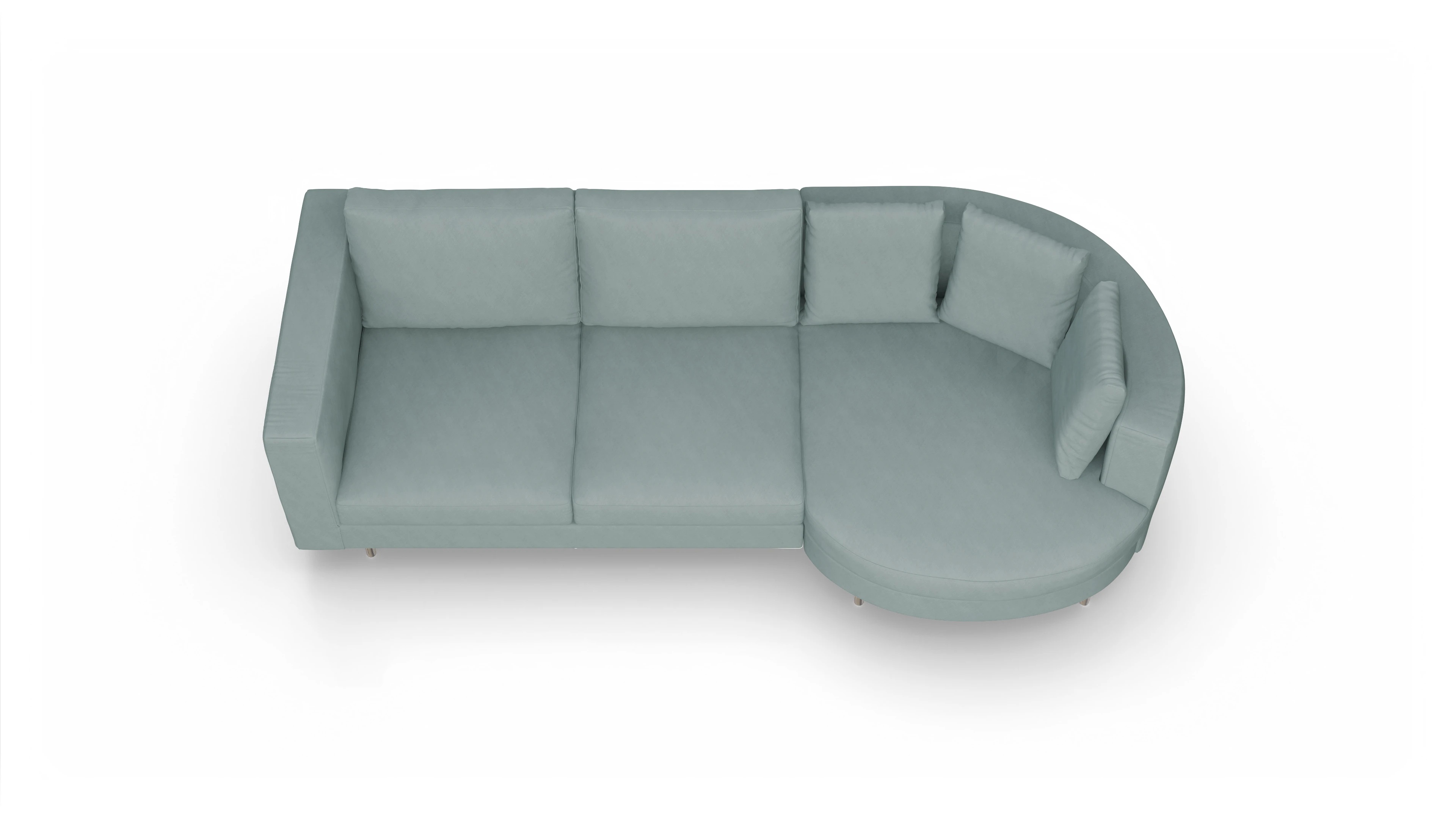 Ansicht des Produktes Silea Sofa mit Rec rechts in Stoff blau