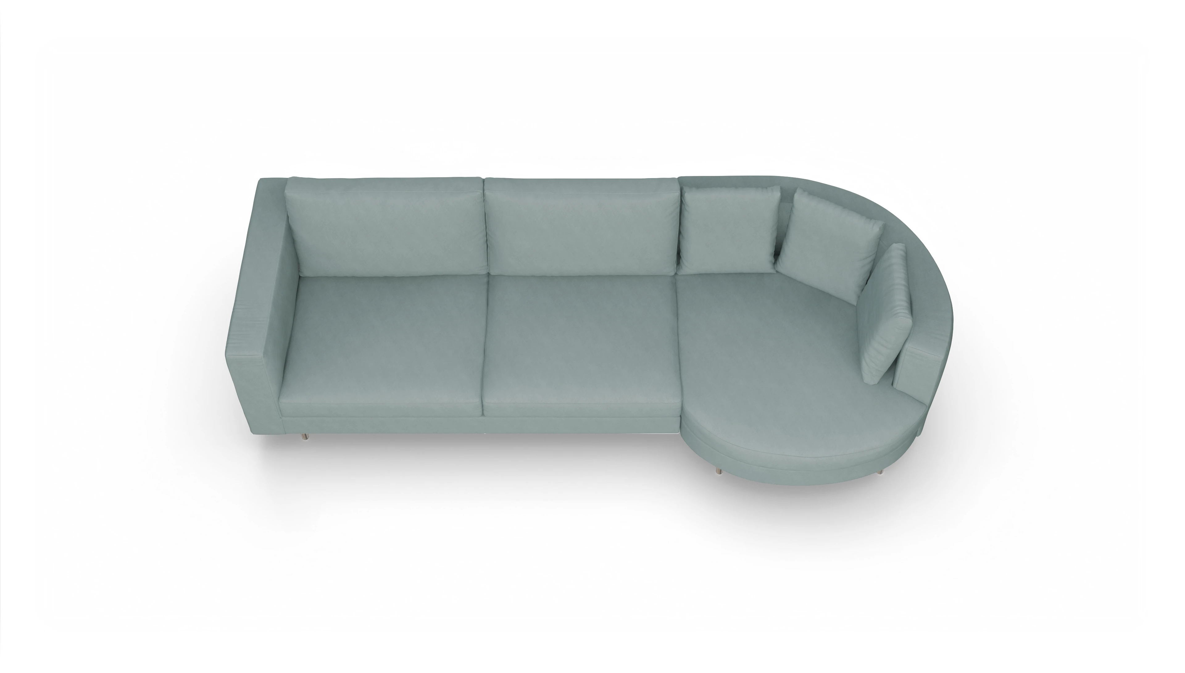 Design-Sofa Silea Ansicht des Produktes Silea Sofa mit Rec rechts in Stoff blau