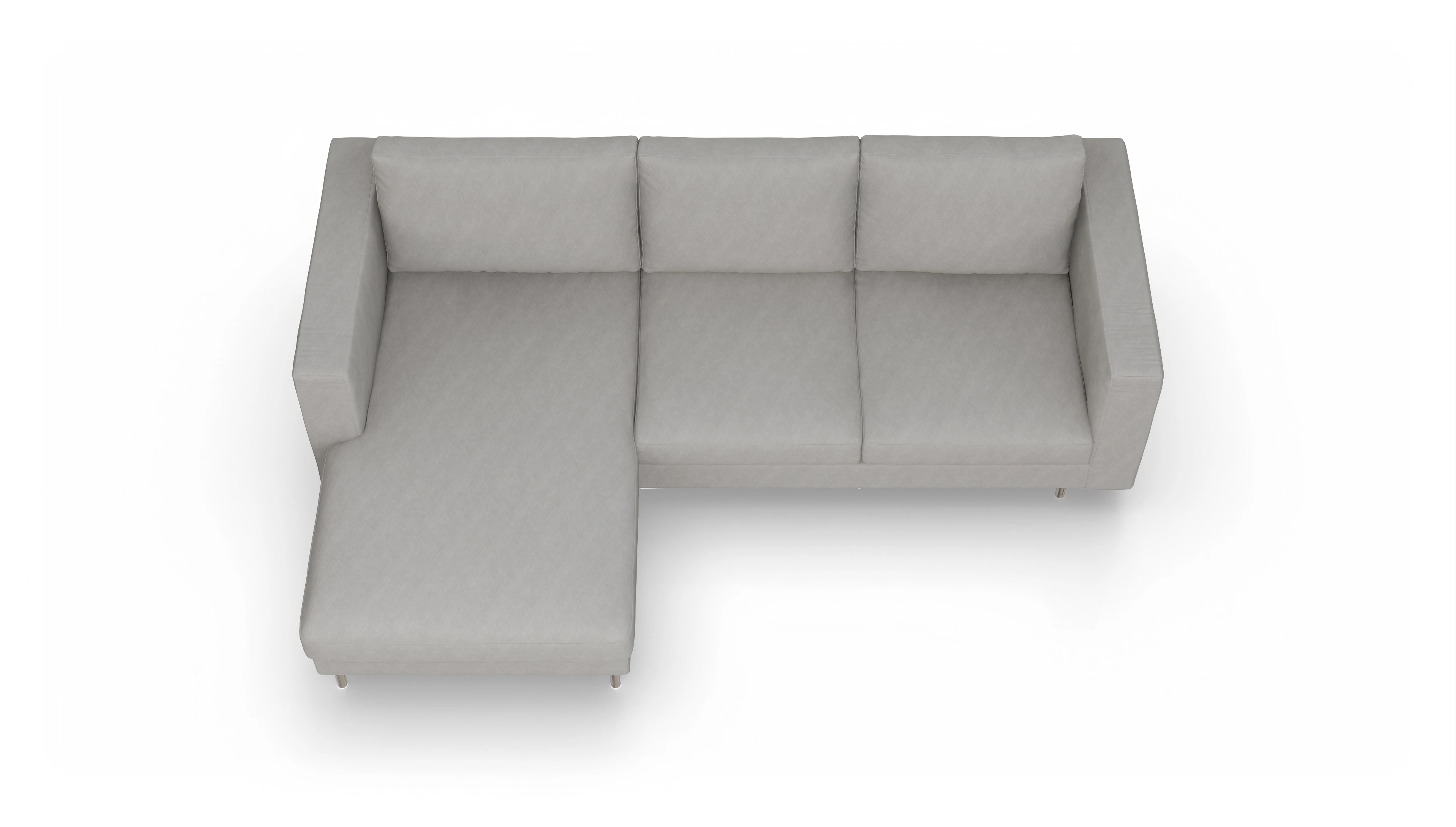 Design-Sofa Silea Ansicht des Produktes Silea Sofa mit Rec links in Stoff grau