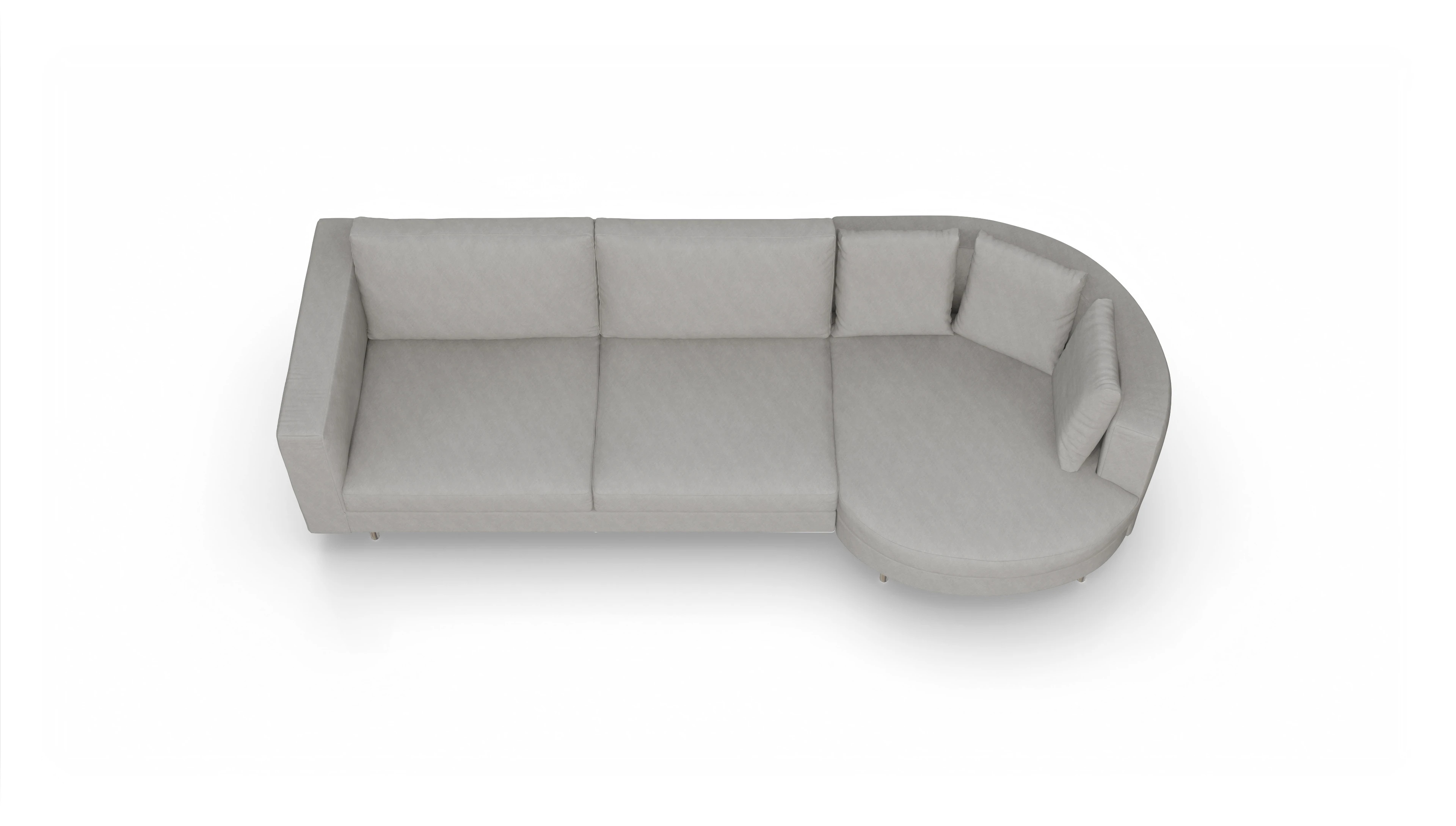 Design-Sofa Silea Ansicht des Produktes Silea Sofa mit Rec rechts in Stoff grau