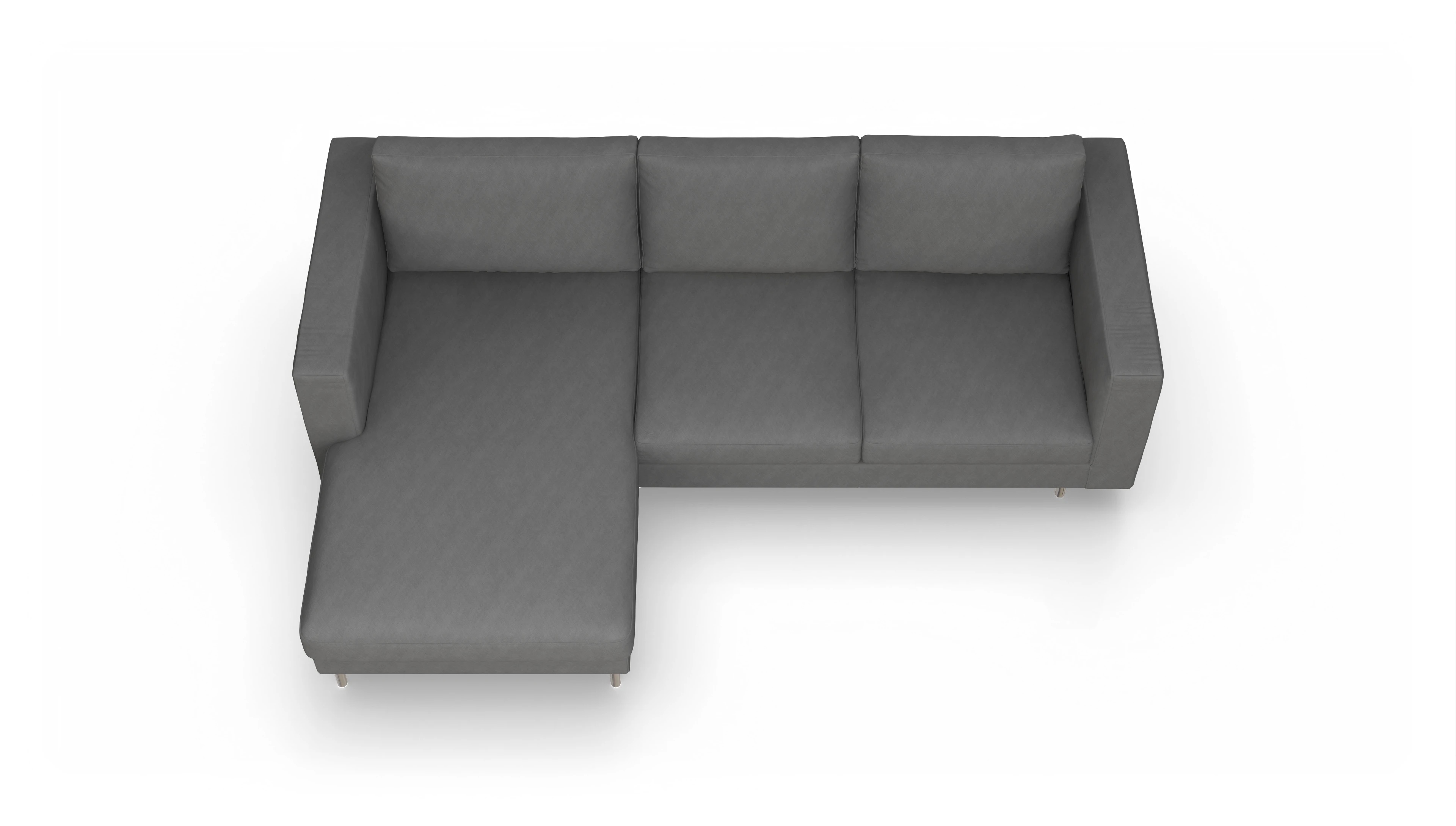 Design-Sofa Silea Ansicht des Produktes Silea Sofa mit Rec links in Stoff grau