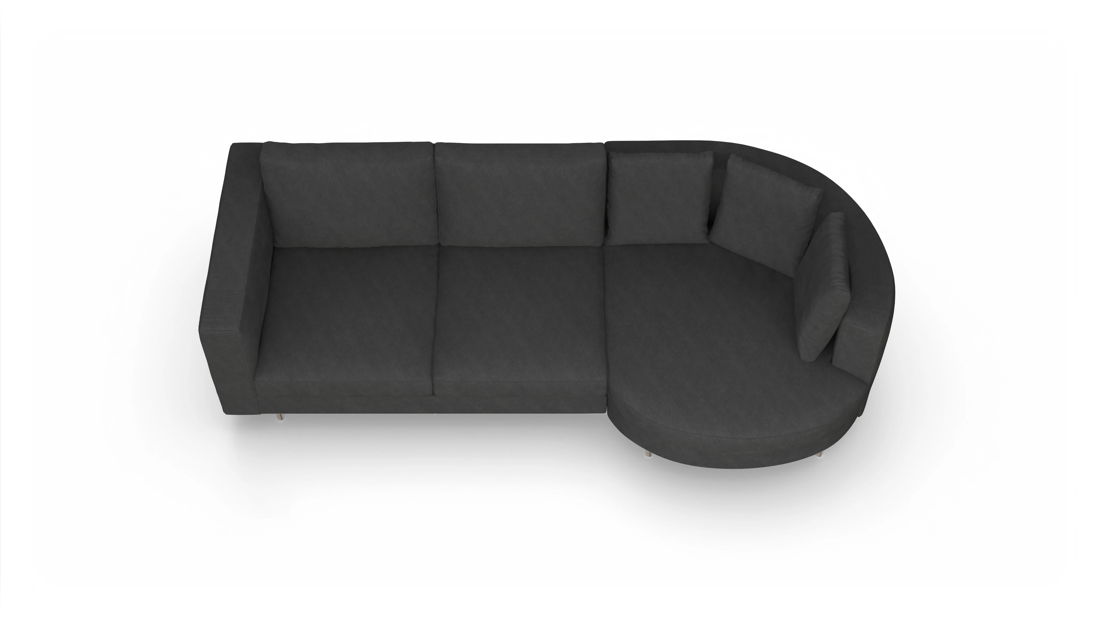 Design-Sofa Silea Ansicht des Produktes Silea Sofa mit Rec rechts in Stoff grau