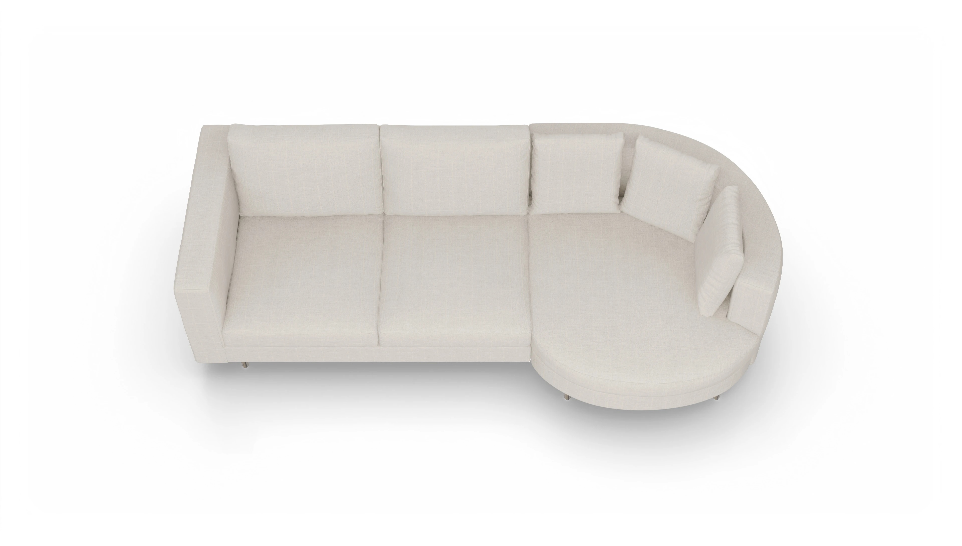Design-Sofa Silea Ansicht des Produktes Silea Sofa mit Rec rechts in Stoff beige
