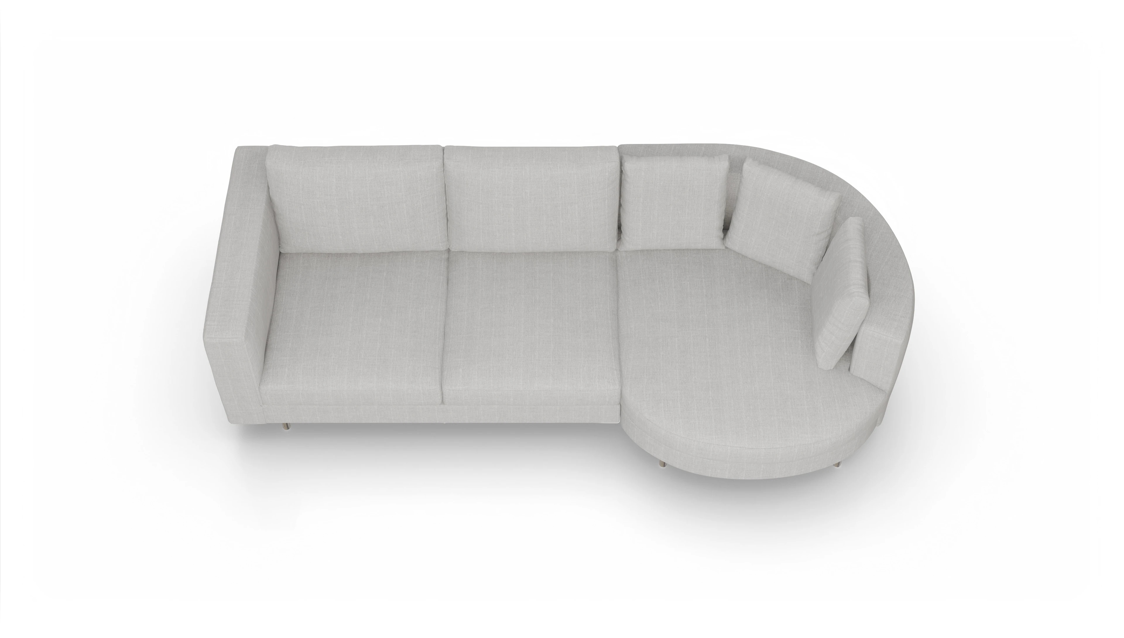 Design-Sofa Silea Ansicht des Produktes Silea Sofa mit Rec rechts in Stoff beige