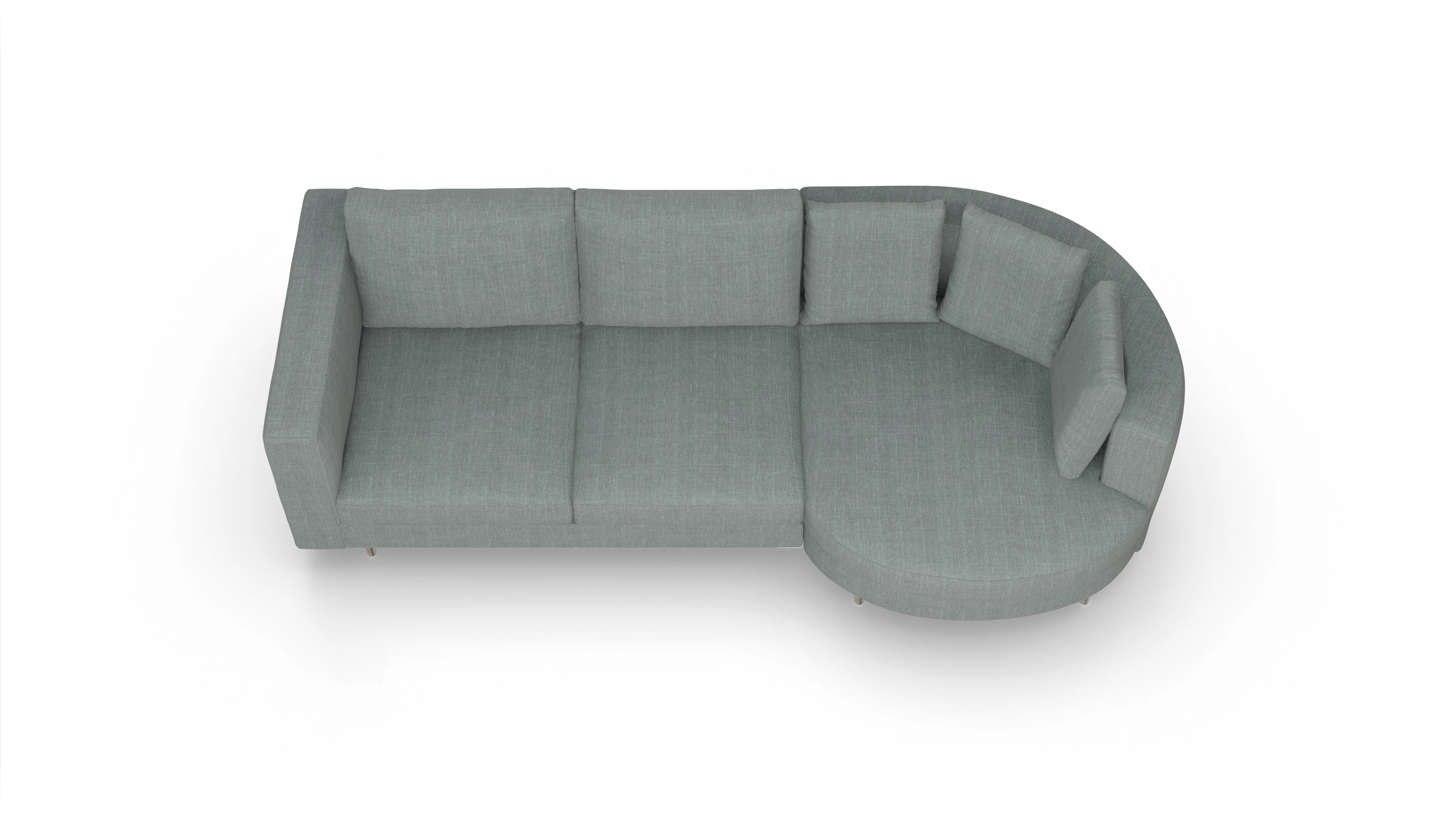 Design-Sofa Silea Ansicht des Produktes Silea Sofa mit Rec rechts in Stoff grau