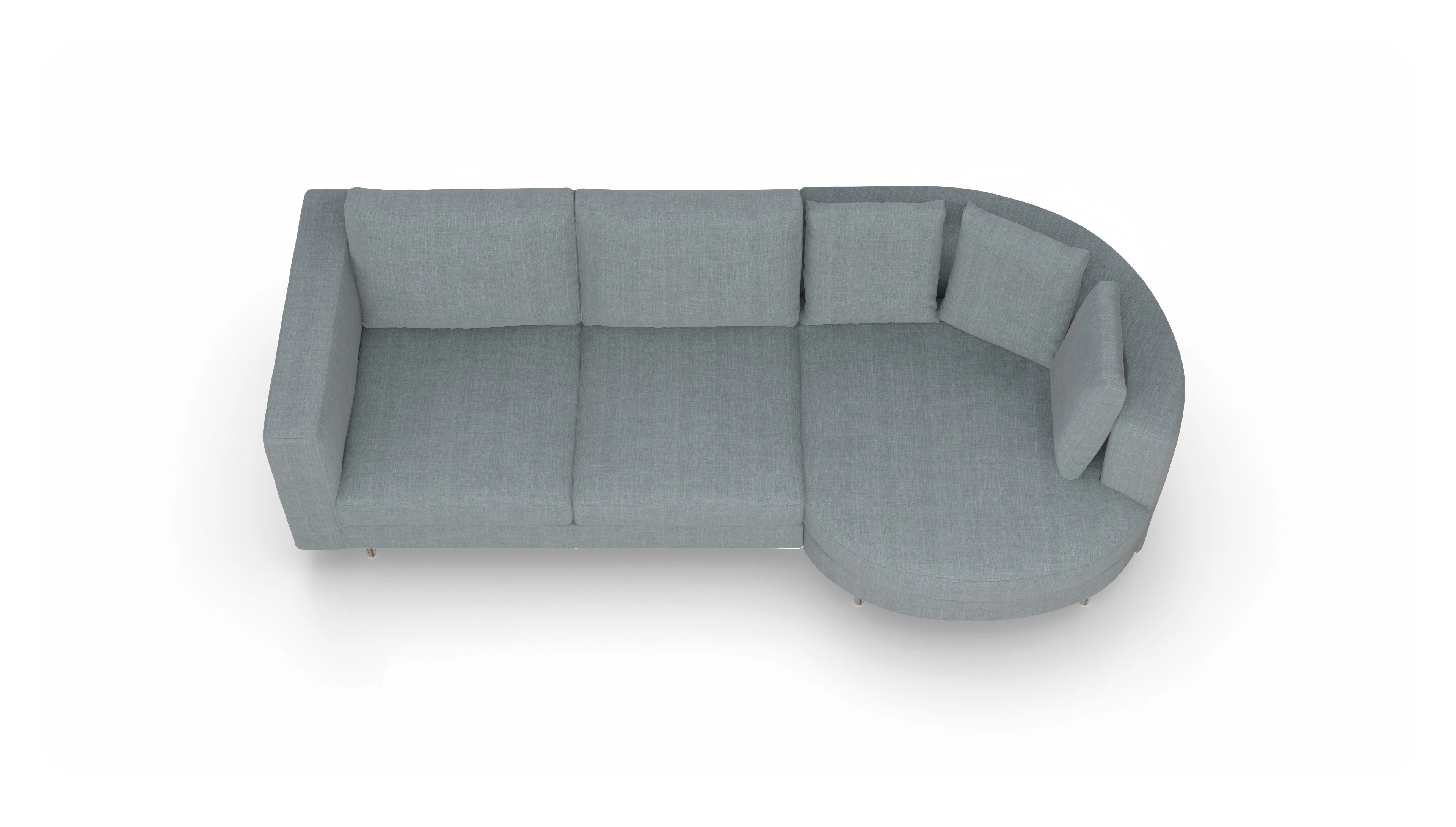 Ansicht des Produktes Silea Sofa mit Rec rechts in Stoff blau
