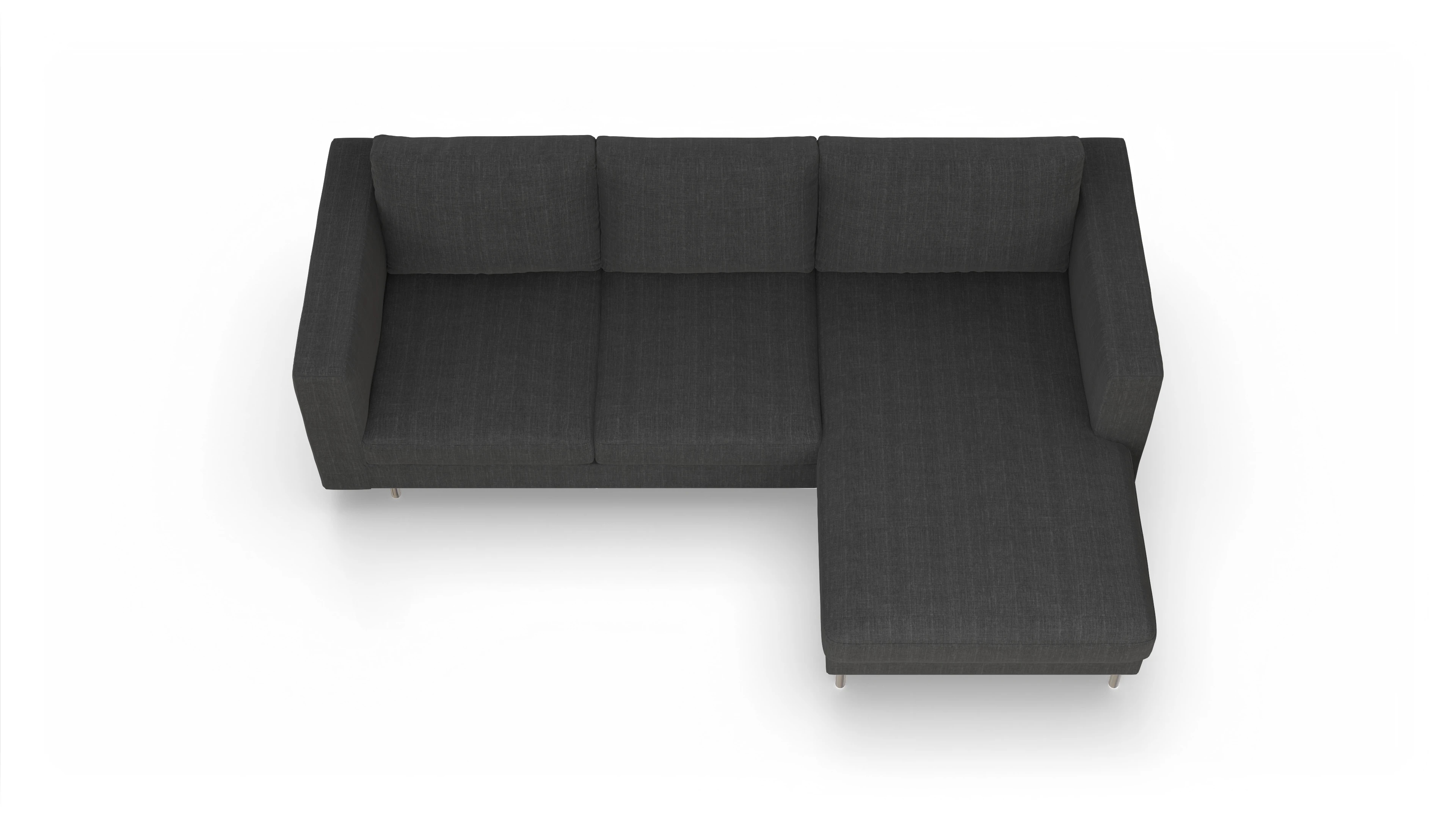 Ansicht des Produktes Silea Sofa mit Rec rechts in Stoff schwarz