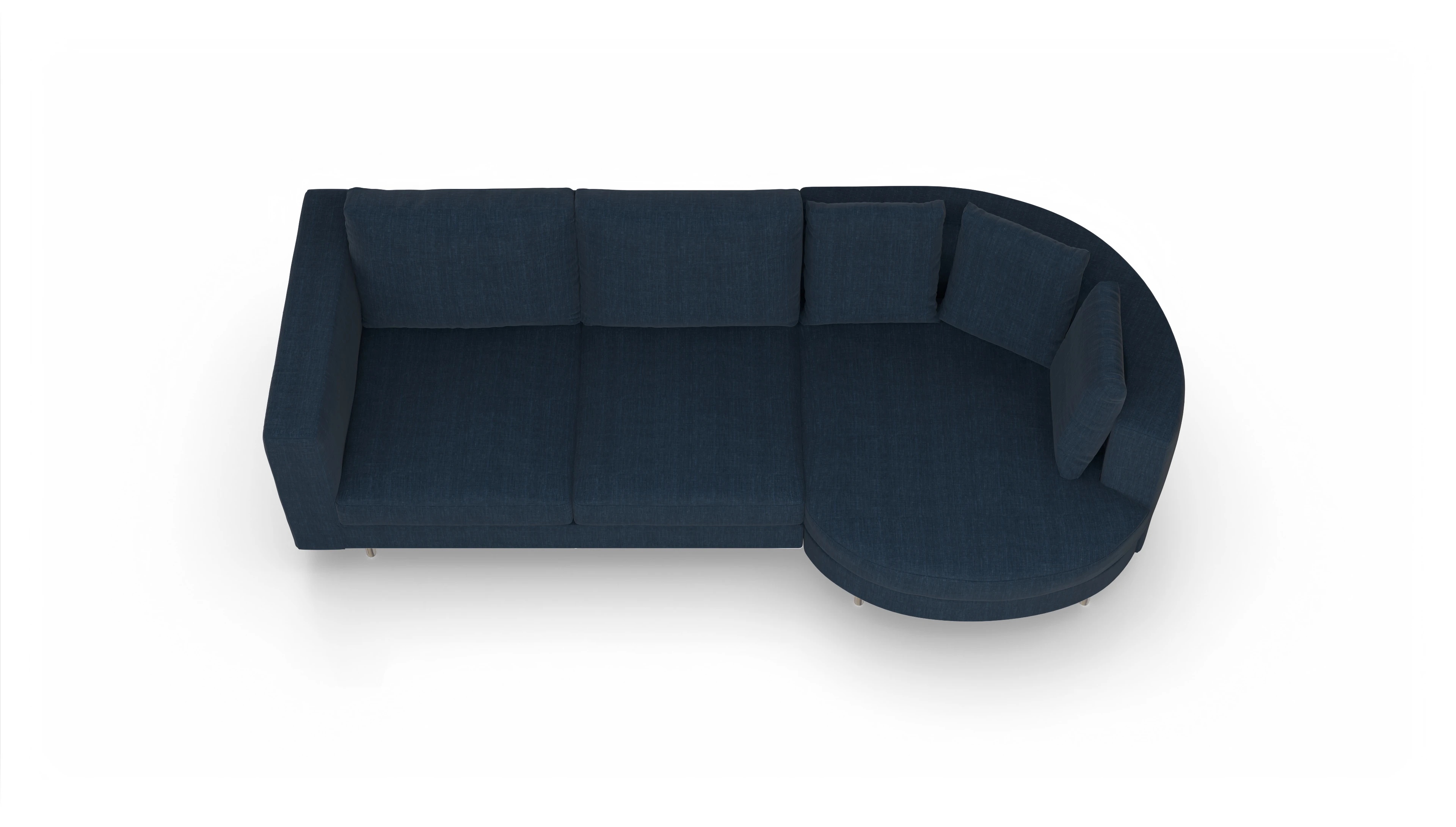 Ansicht des Produktes Silea Sofa mit Rec rechts in Stoff blau