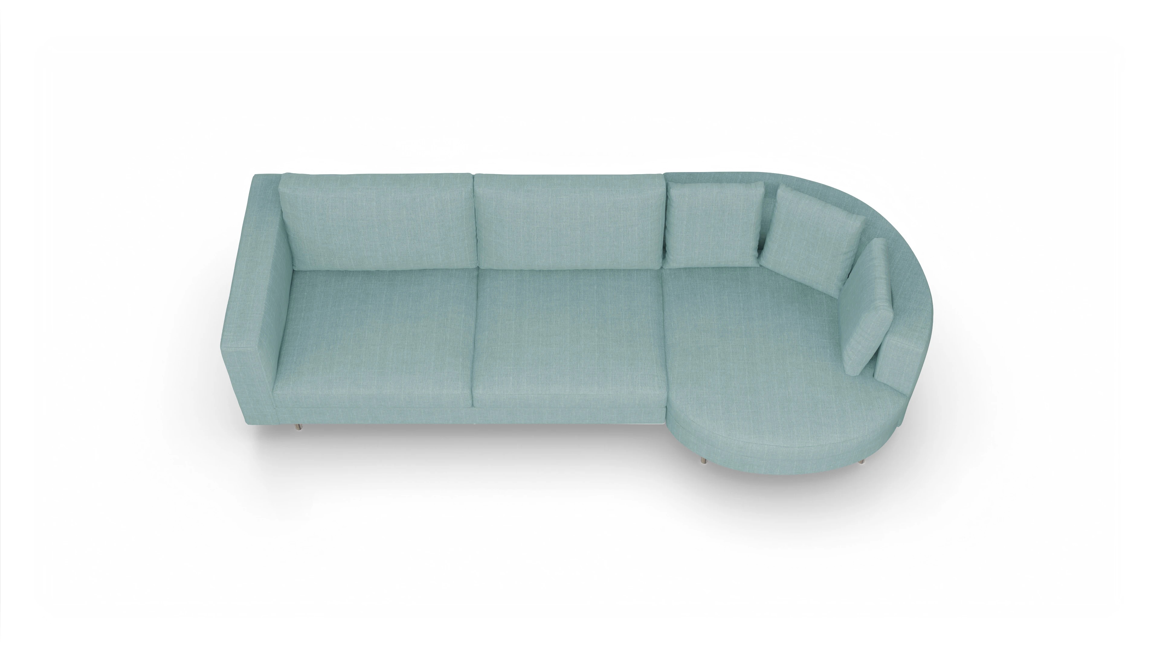 Ansicht des Produktes Silea Sofa mit Rec rechts in Stoff blau