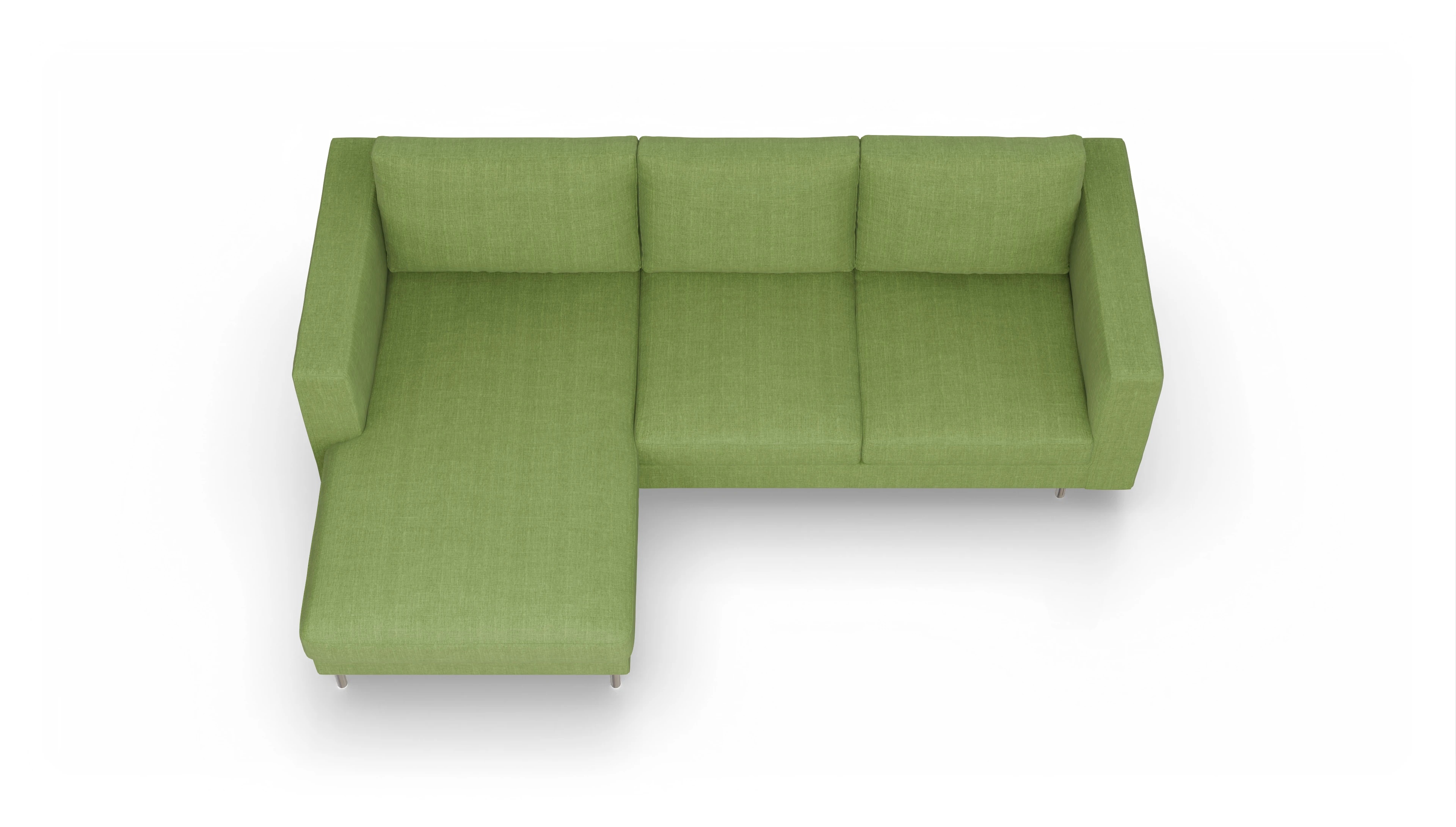 Ansicht des Produktes Silea Sofa mit Rec links in Stoff grün