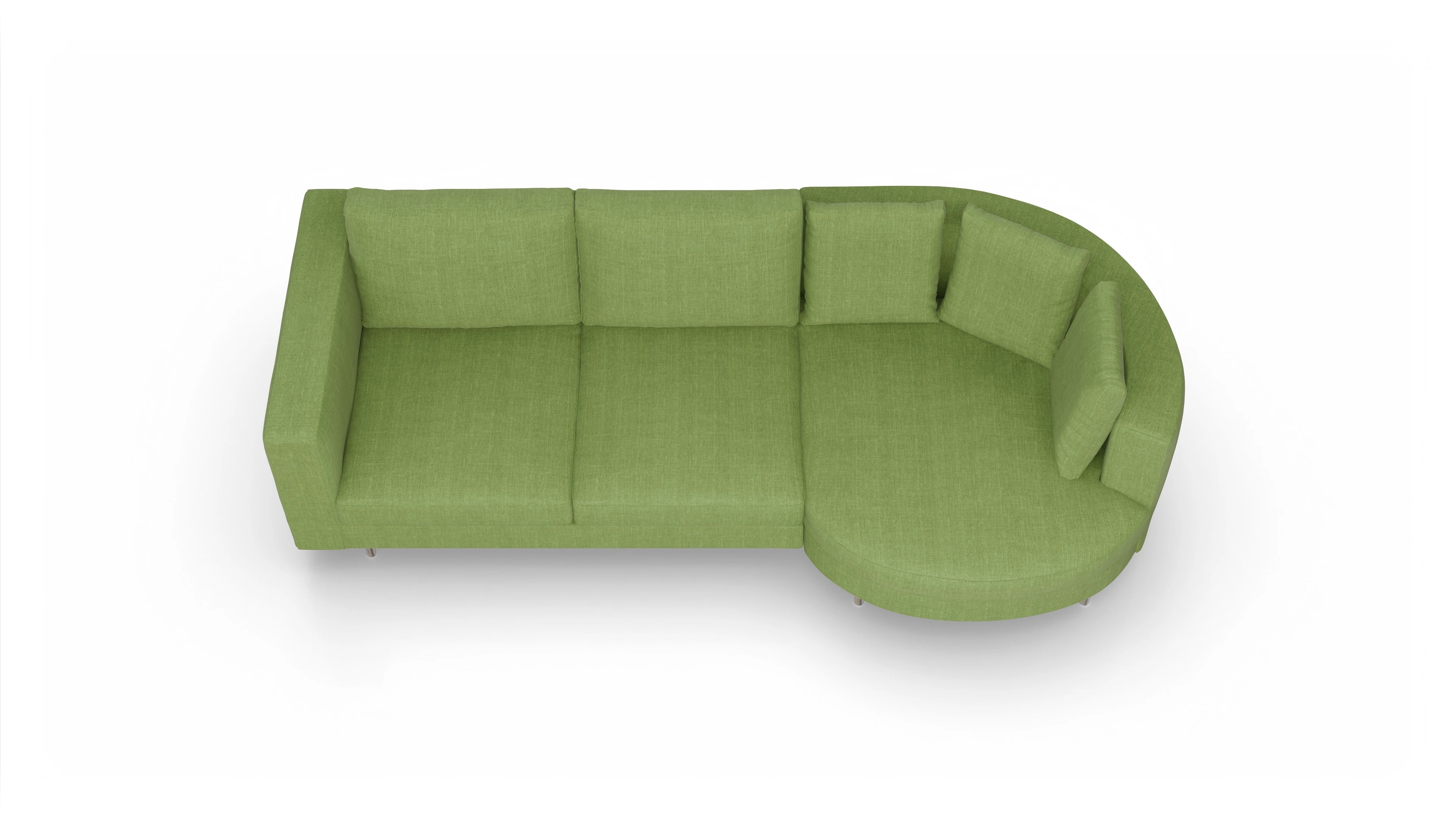 Ansicht des Produktes Silea Sofa mit Rec rechts in Stoff grün