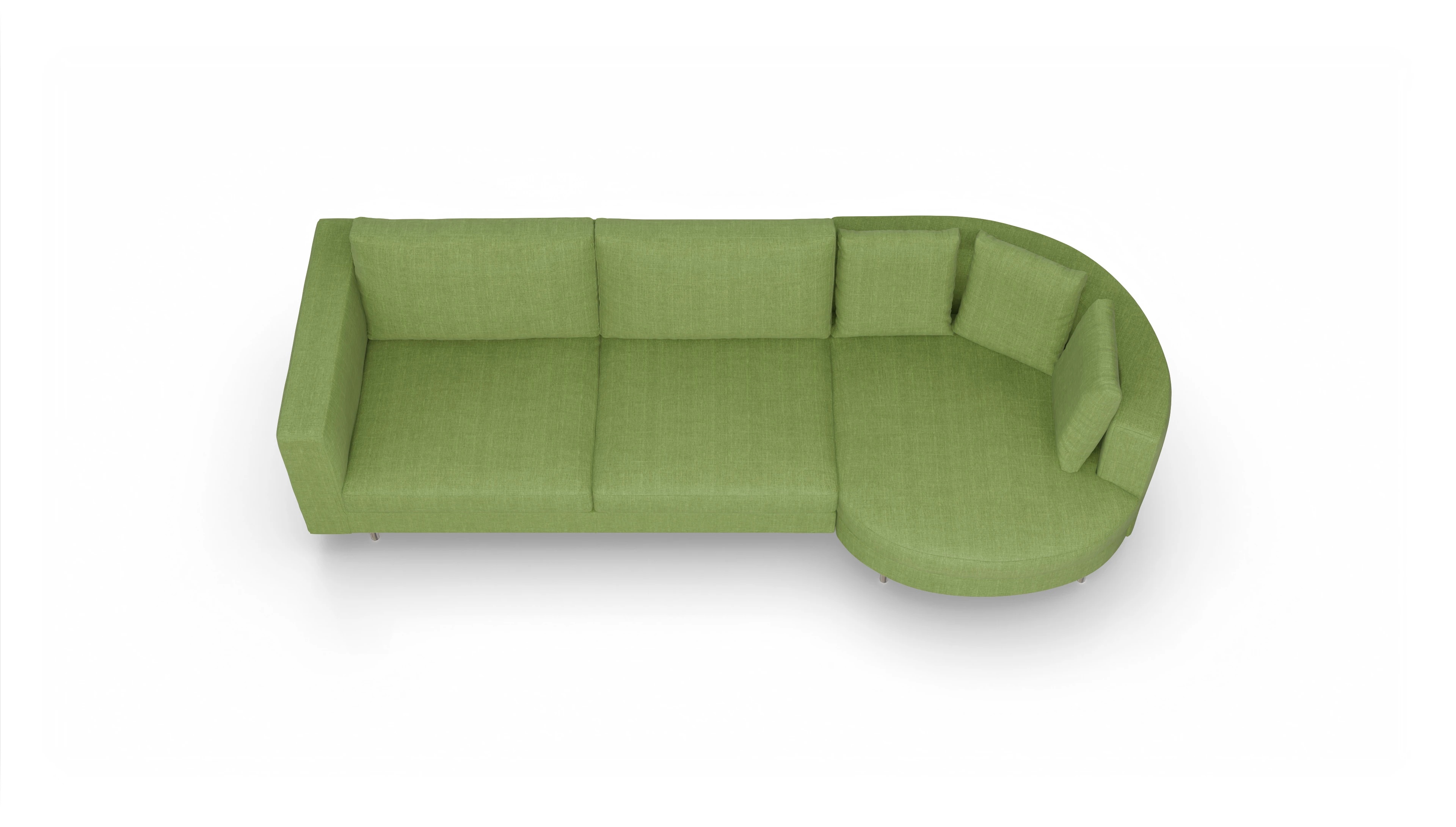 Ansicht des Produktes Silea Sofa mit Rec rechts in Stoff grün